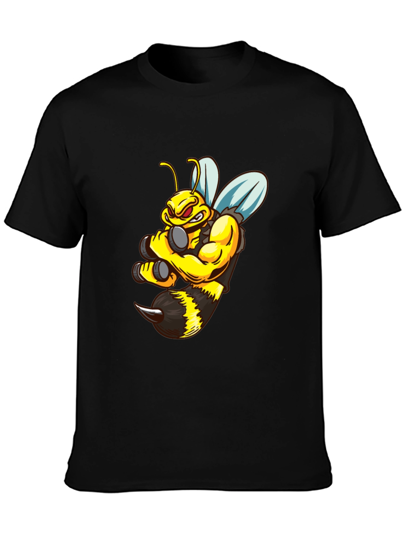 Funny Muscular Bee T-Shirt - Black Cotton Tee
