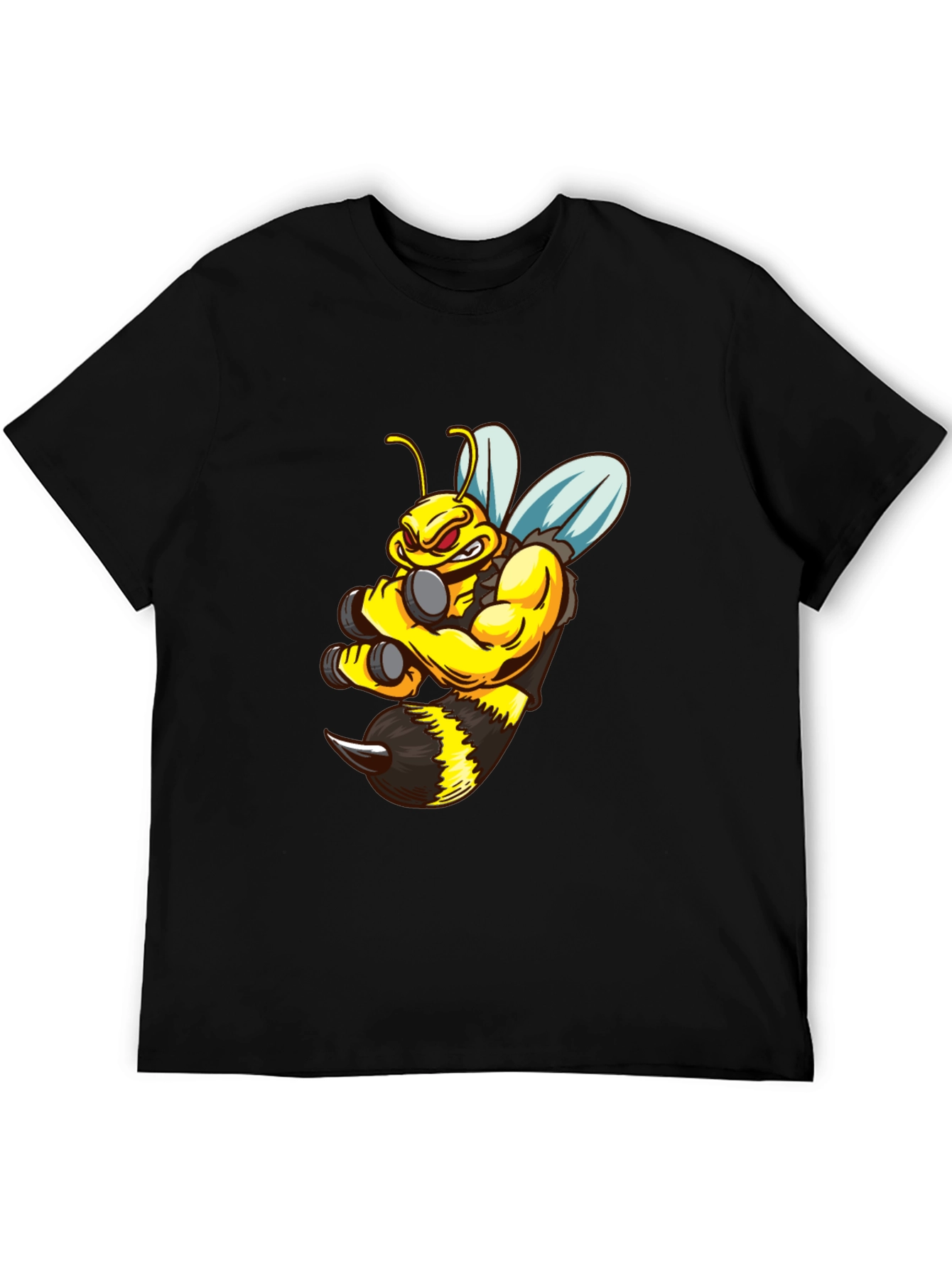 Funny Muscular Bee T-Shirt - Black Cotton Tee