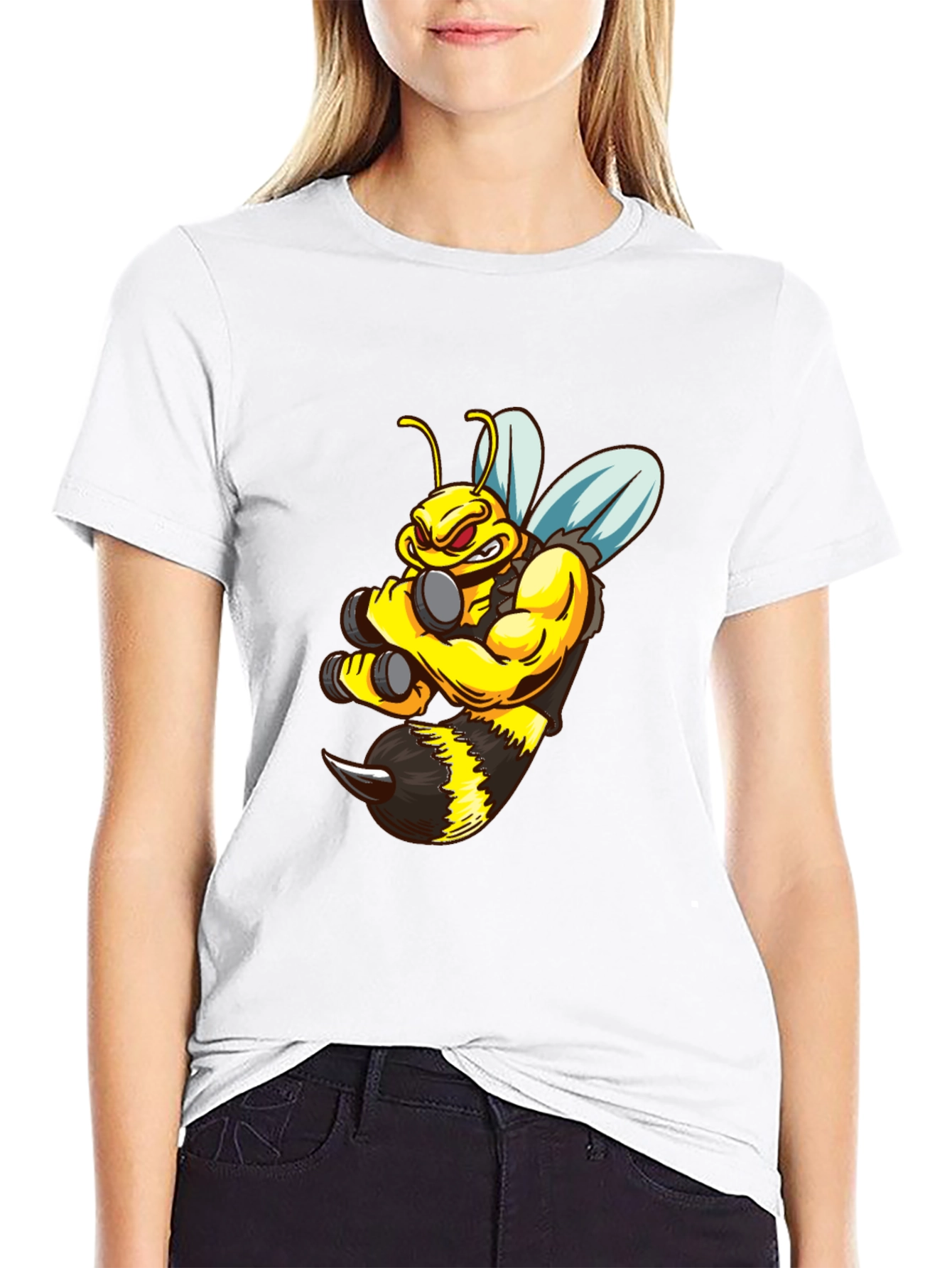 Funny Muscular Bee T-Shirt - Black Cotton Tee