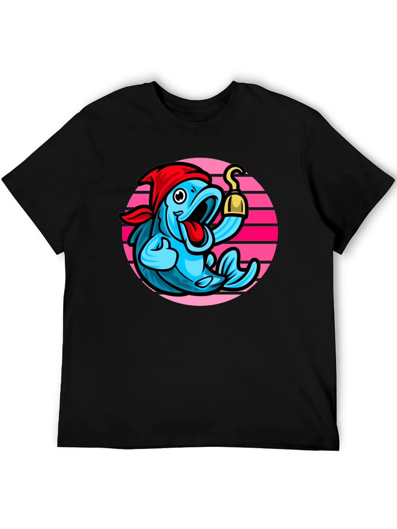Pirate Fish Graphic Tee - Novelty Cartoon T-Shirt