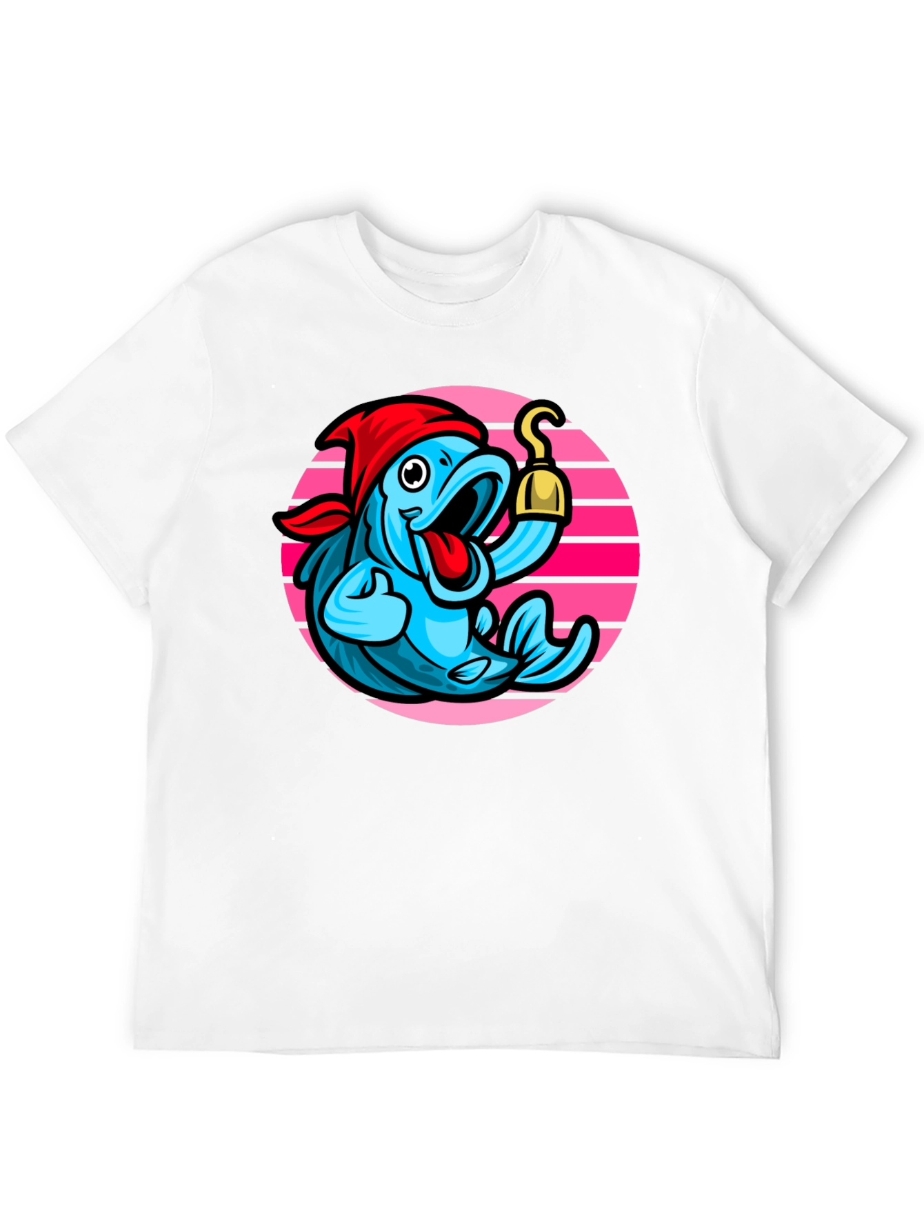Pirate Fish Graphic Tee - Novelty Cartoon T-Shirt