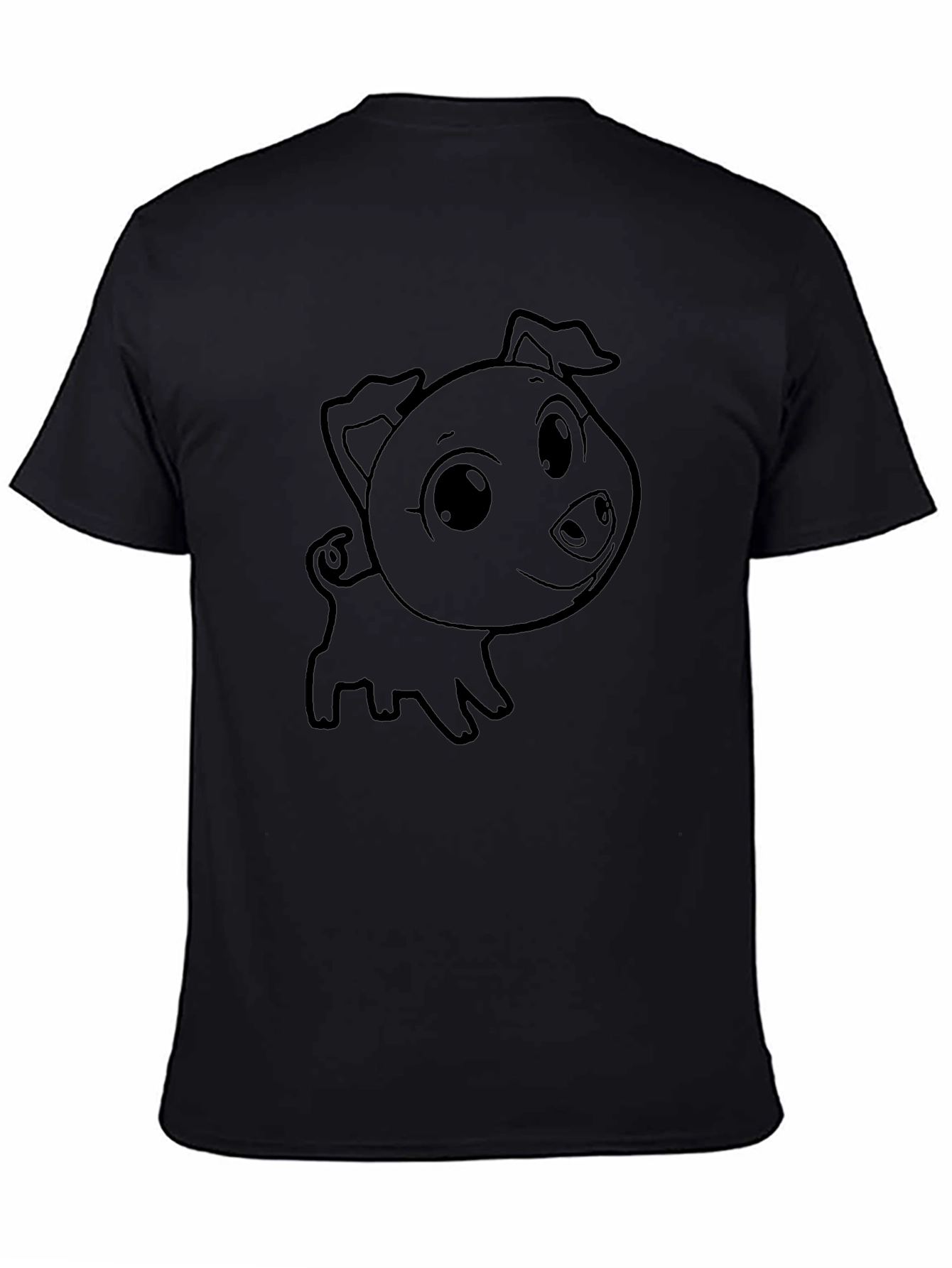 Cute Piglet Graphic T-Shirt - Black