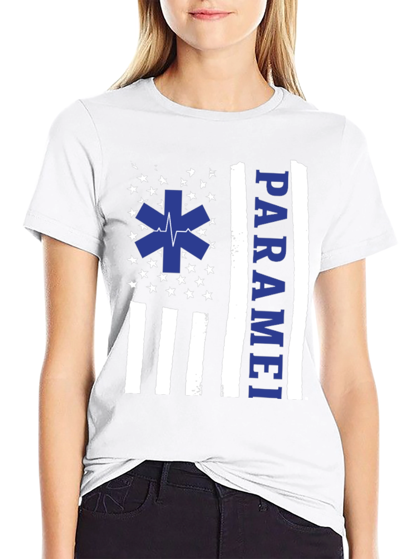 Paramedic American Flag Graphic T-Shirt - Black
