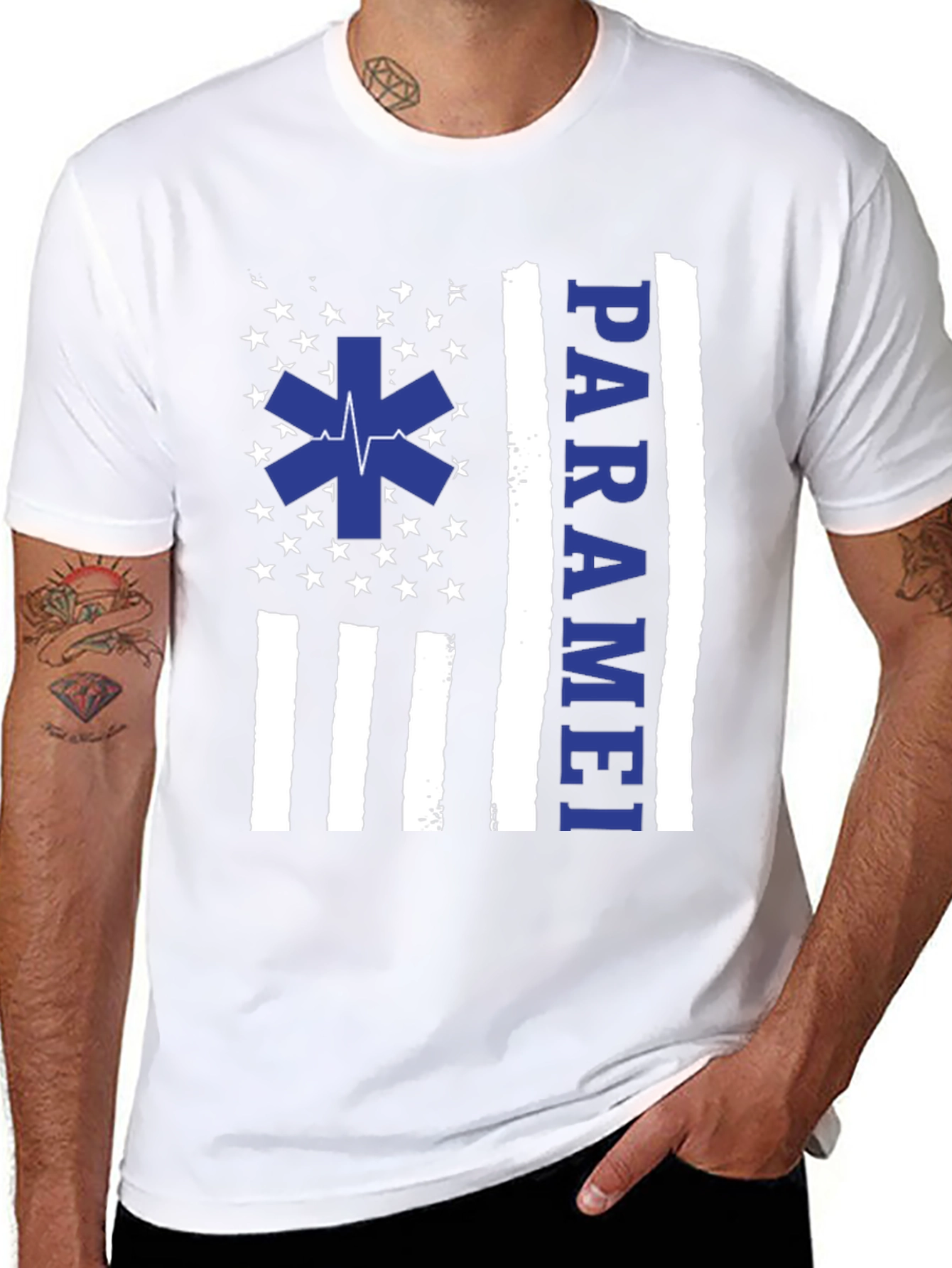 Paramedic American Flag Graphic T-Shirt - Black