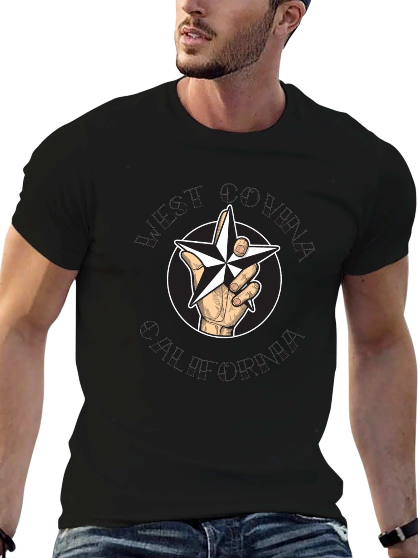 Star Hand Black T-Shirt - Unique Graphic Tee