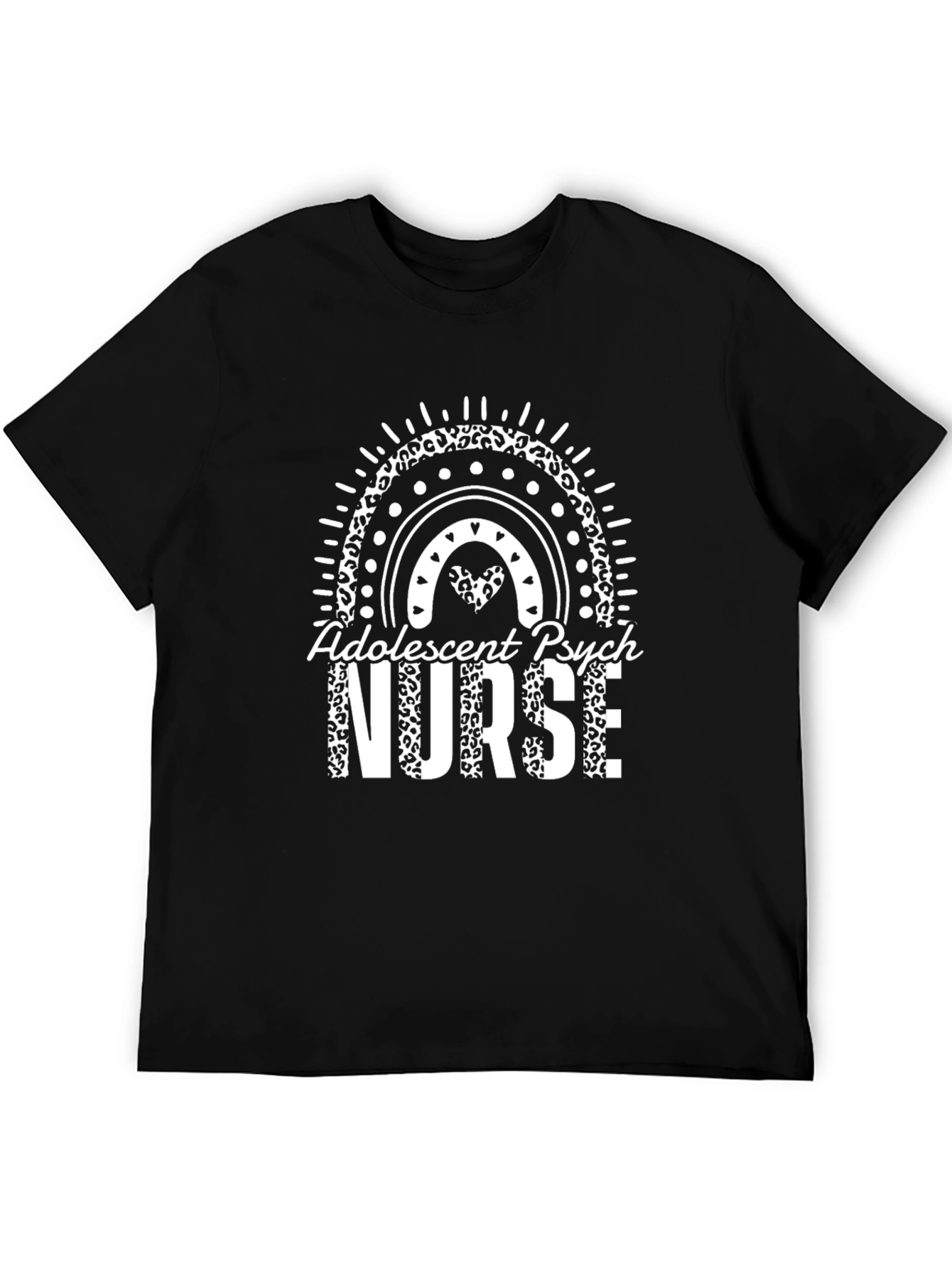 Adolescent Psych Nurse Leopard Rainbow T-Shirt