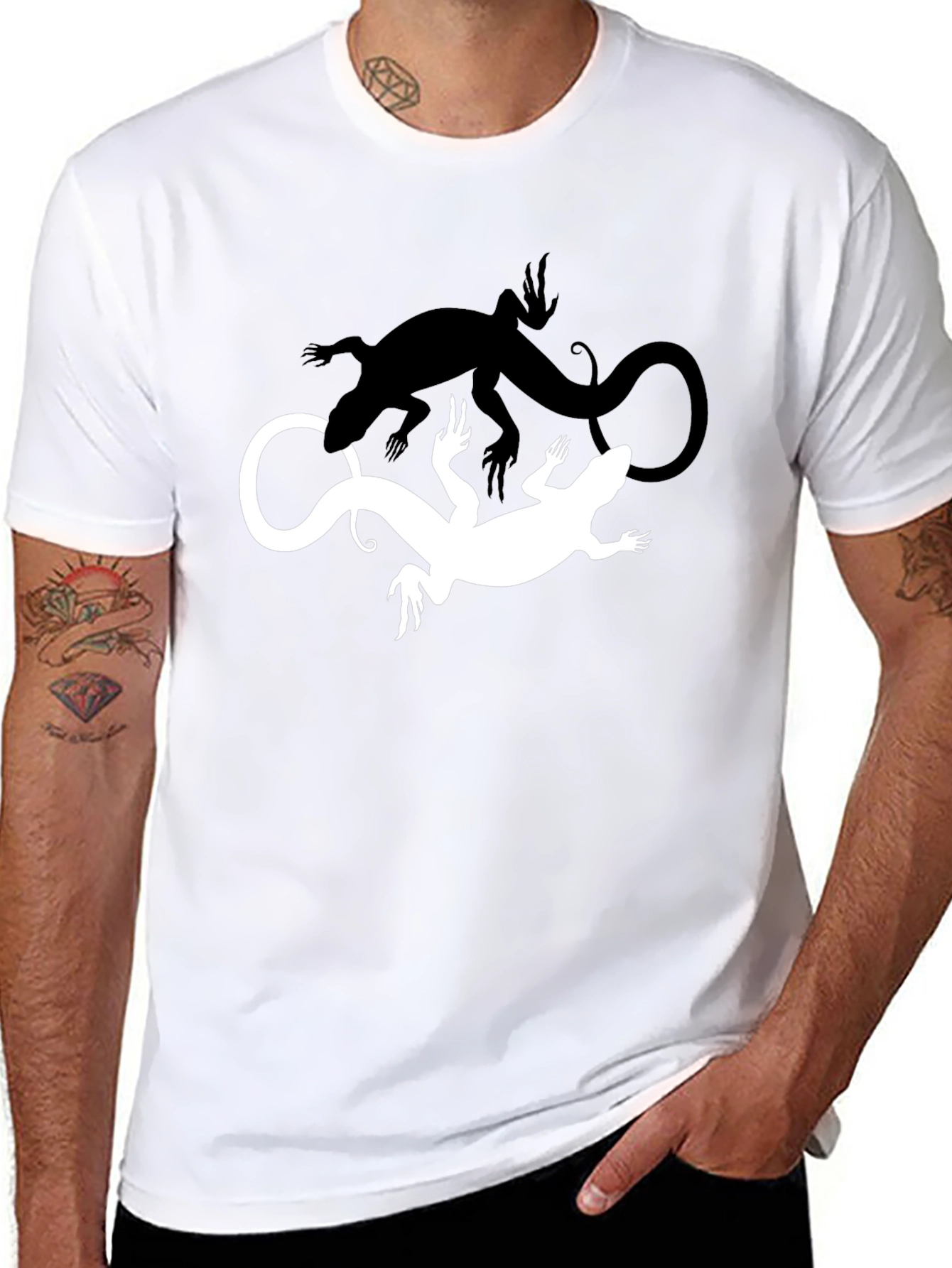 Yin Yang Lizard Tee - Mens Black Graphic T-Shirt
