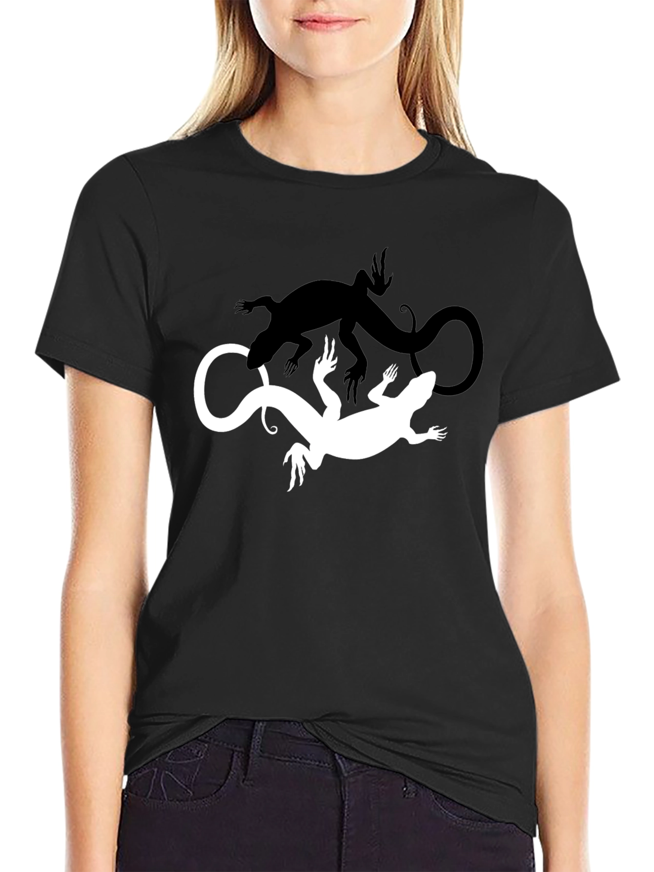 Yin Yang Lizard Tee - Mens Black Graphic T-Shirt