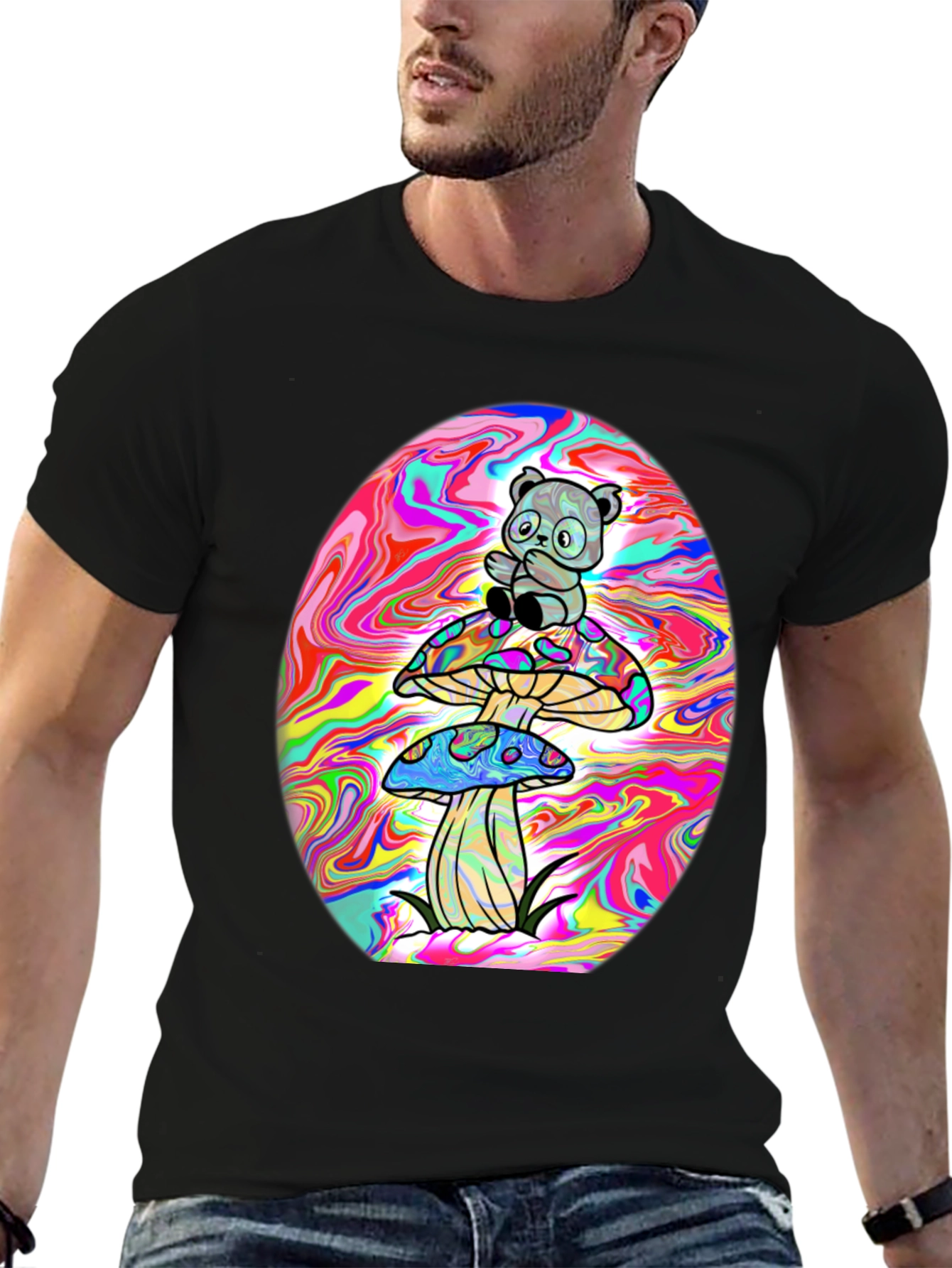 Panda Mushroom Psychedelic T-Shirt