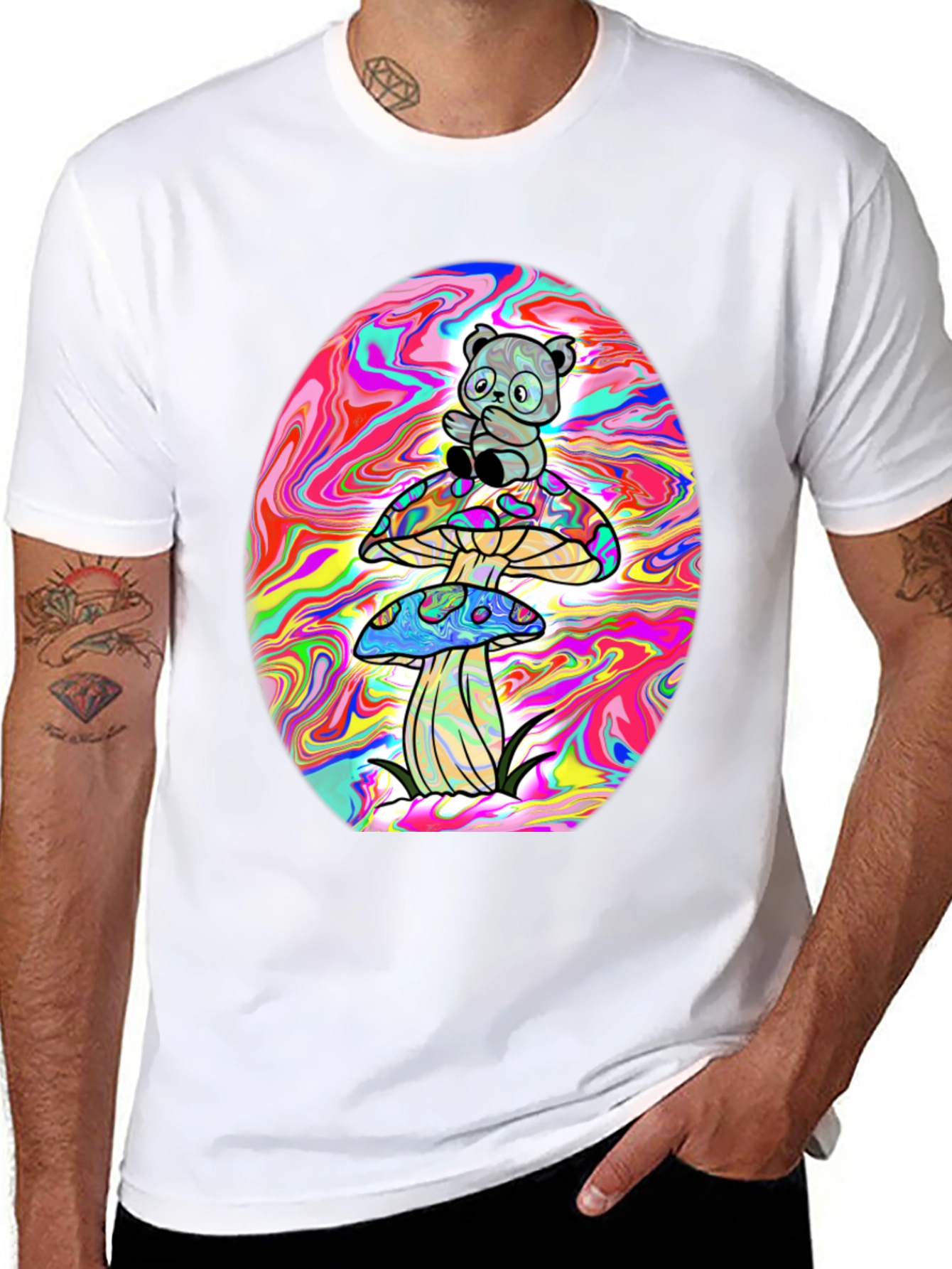 Panda Mushroom Psychedelic T-Shirt
