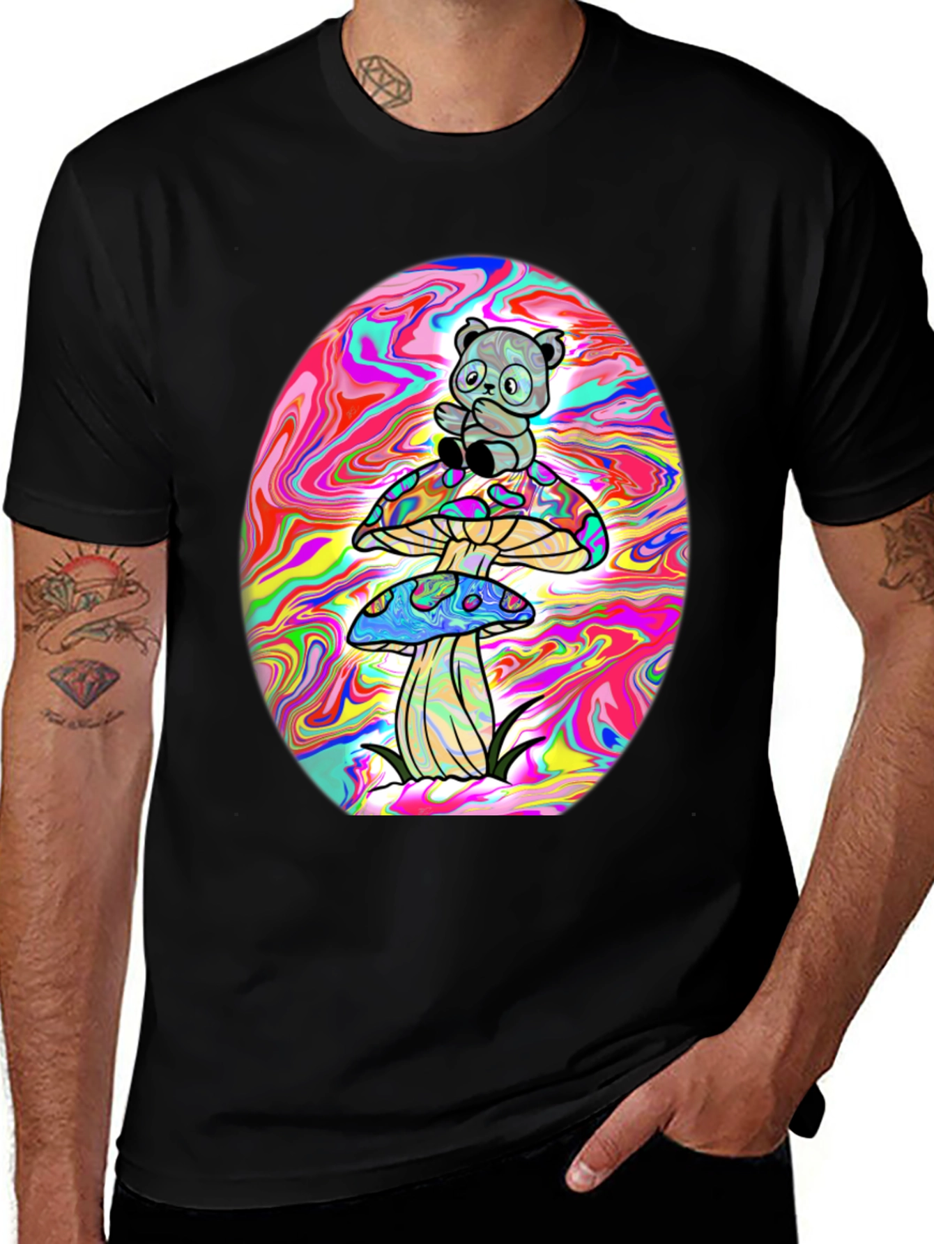 Panda Mushroom Psychedelic T-Shirt