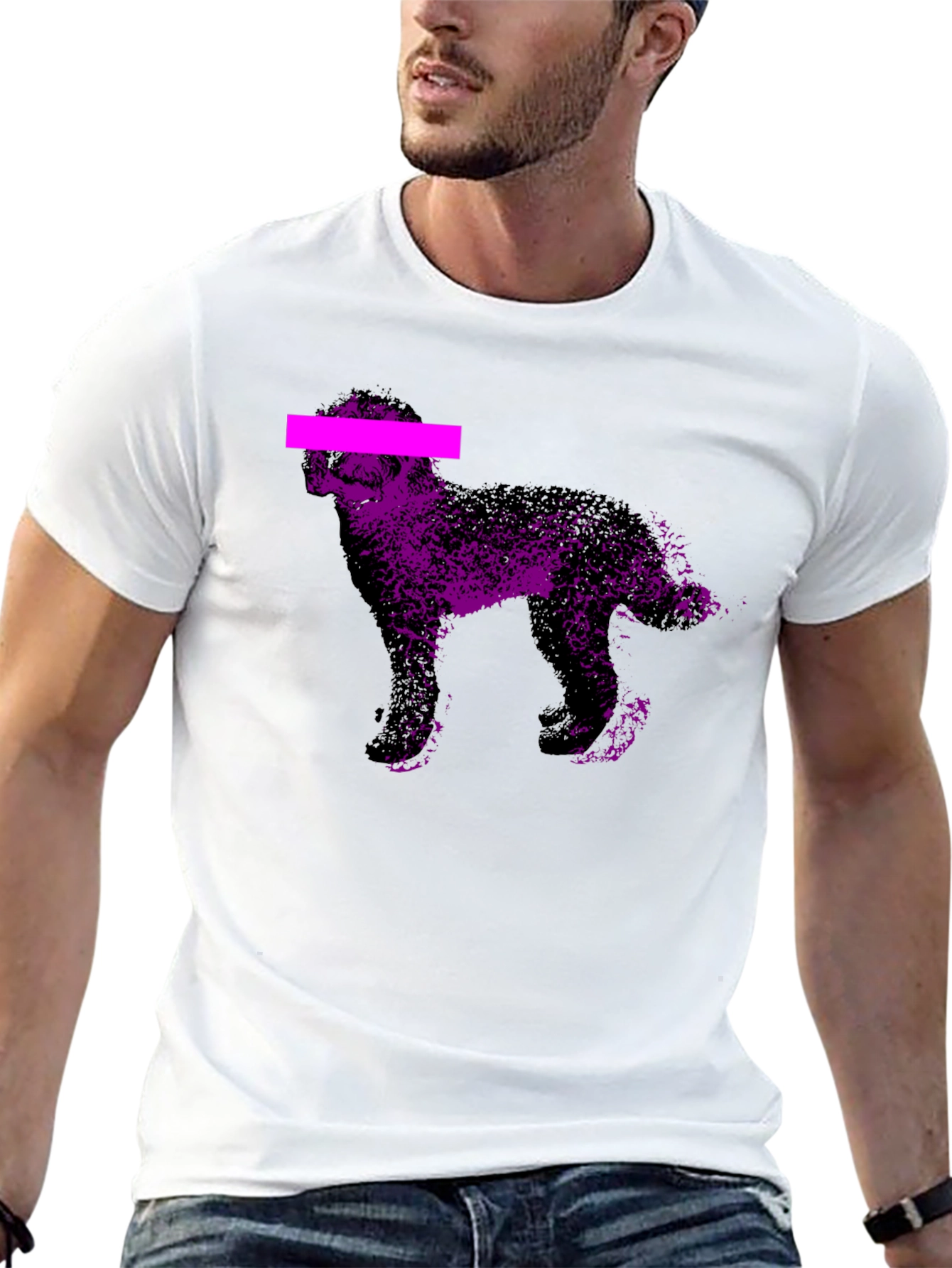 Purple Dog Graphic Black T-Shirt