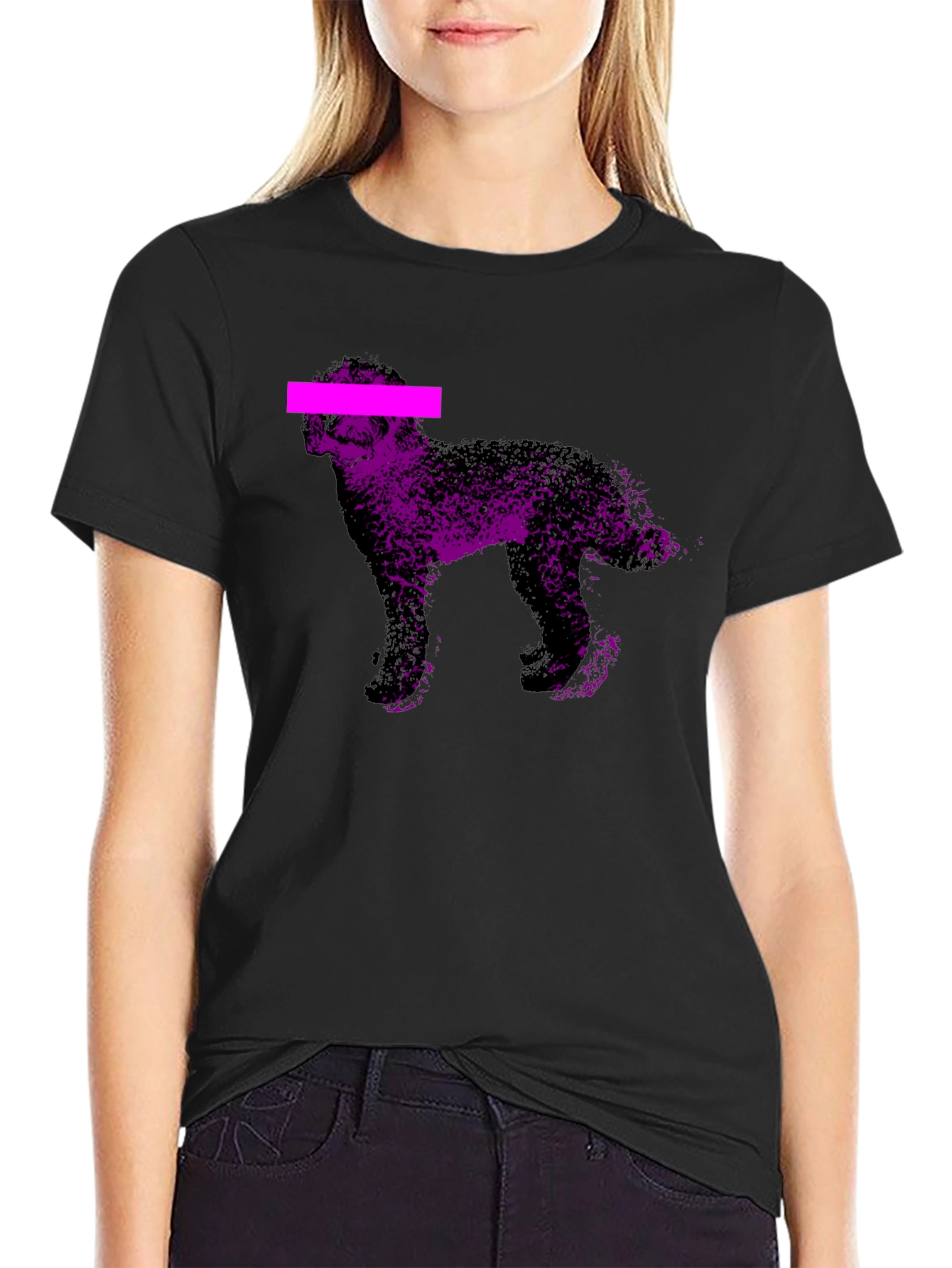 Purple Dog Graphic Black T-Shirt