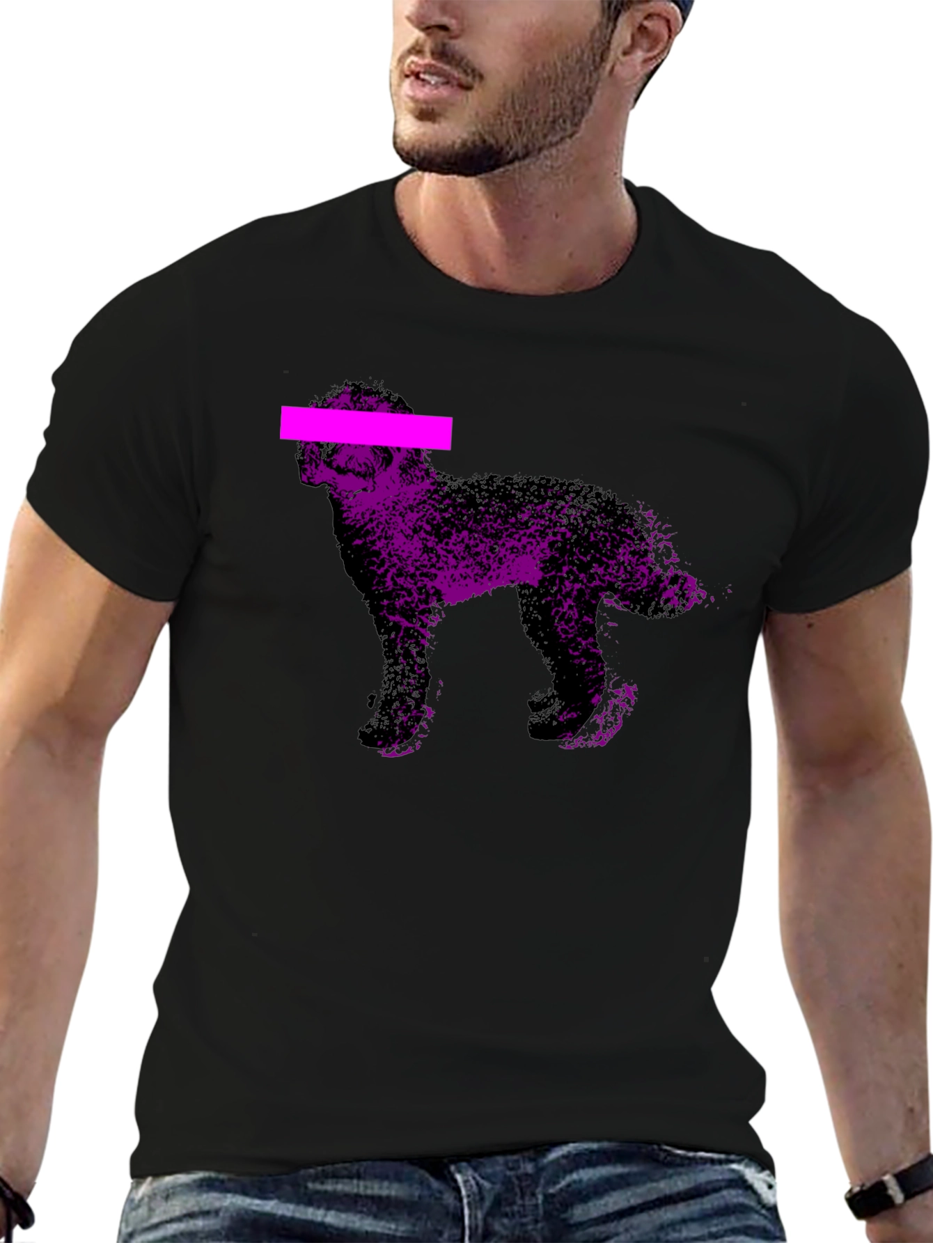 Purple Dog Graphic Black T-Shirt