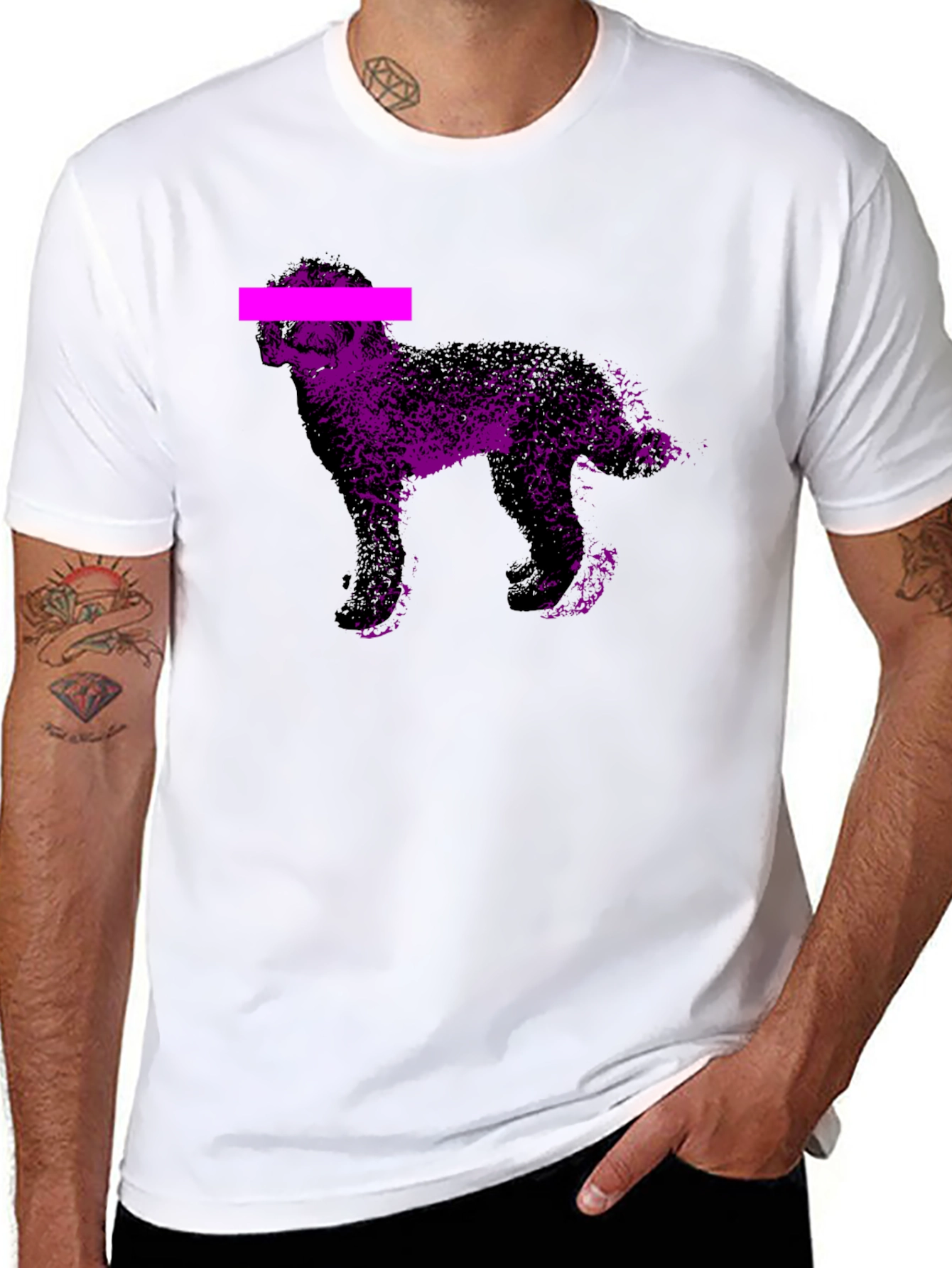 Purple Dog Graphic Black T-Shirt