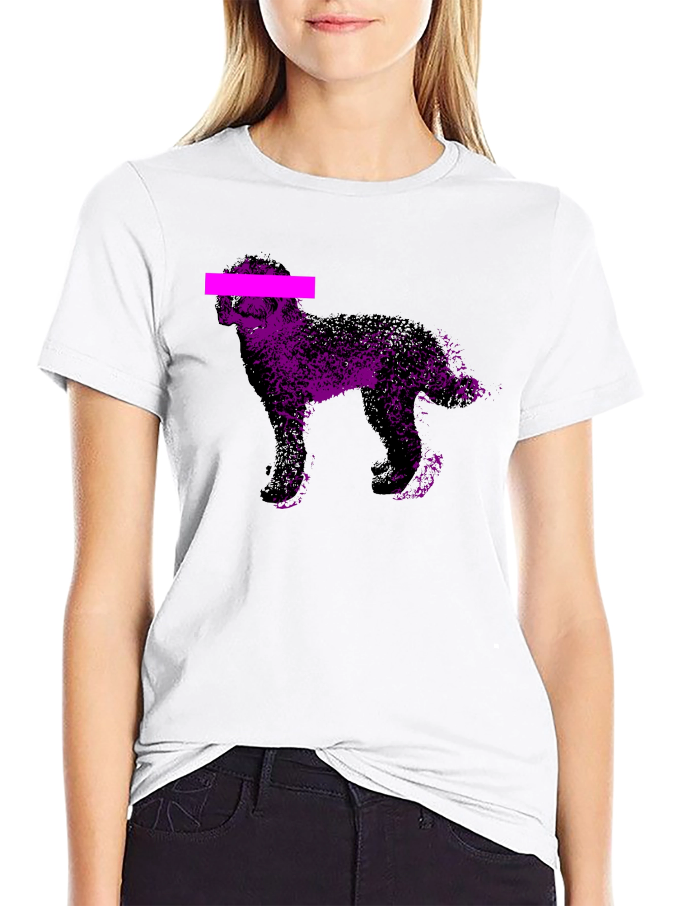 Purple Dog Graphic Black T-Shirt