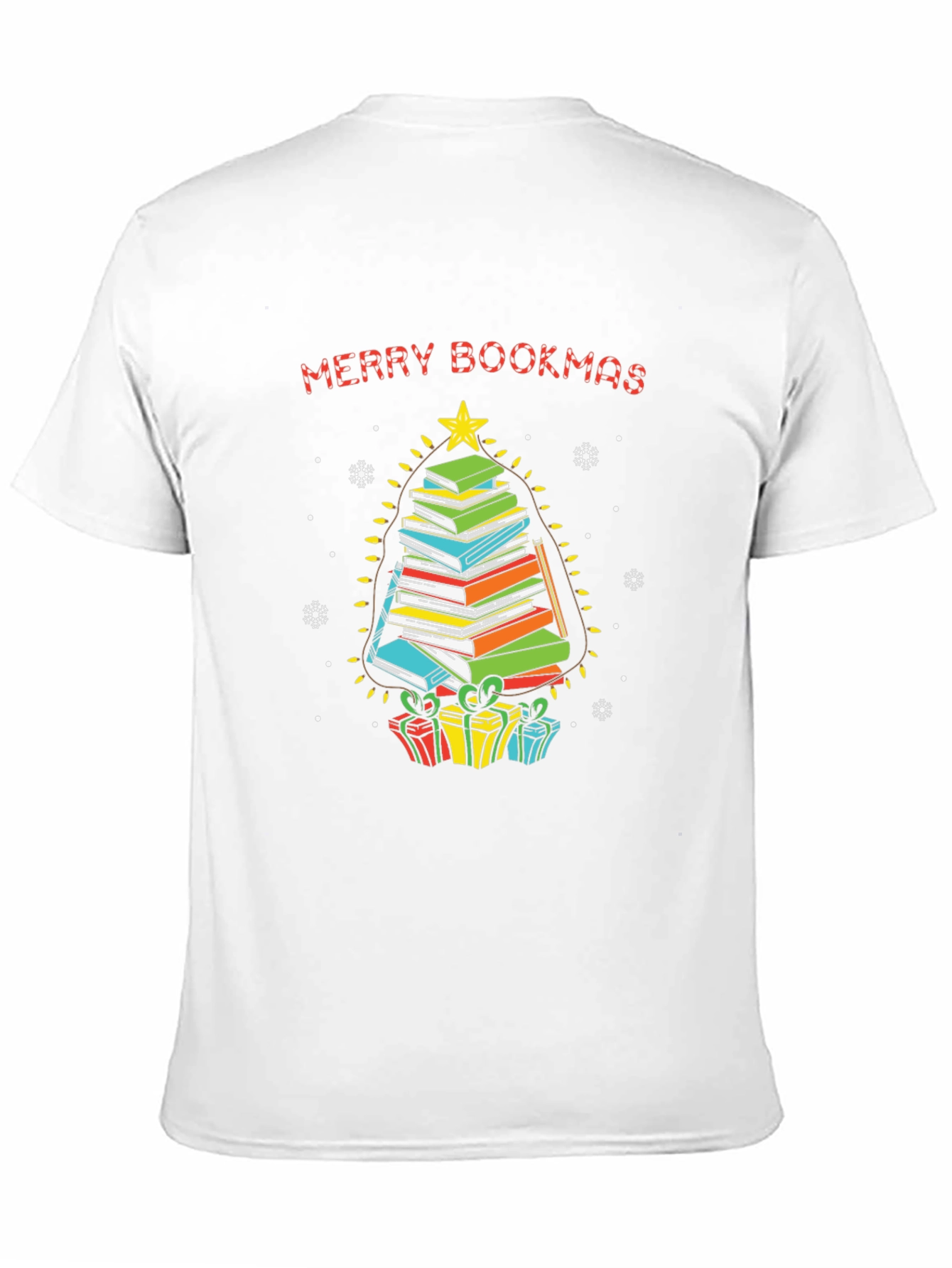 Merry Bookmas T-Shirt - Stacked Book Christmas Tree