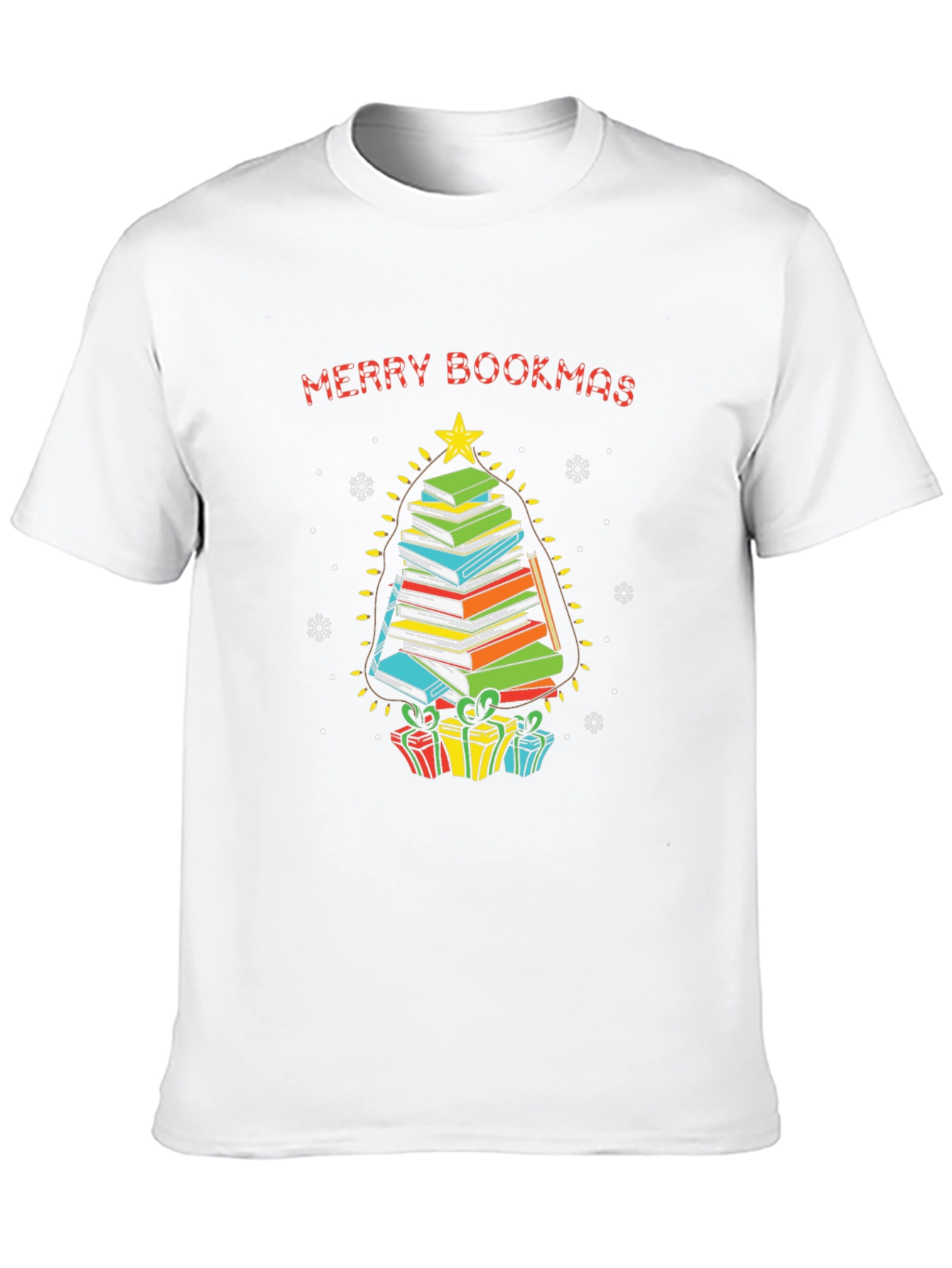 Merry Bookmas T-Shirt - Stacked Book Christmas Tree
