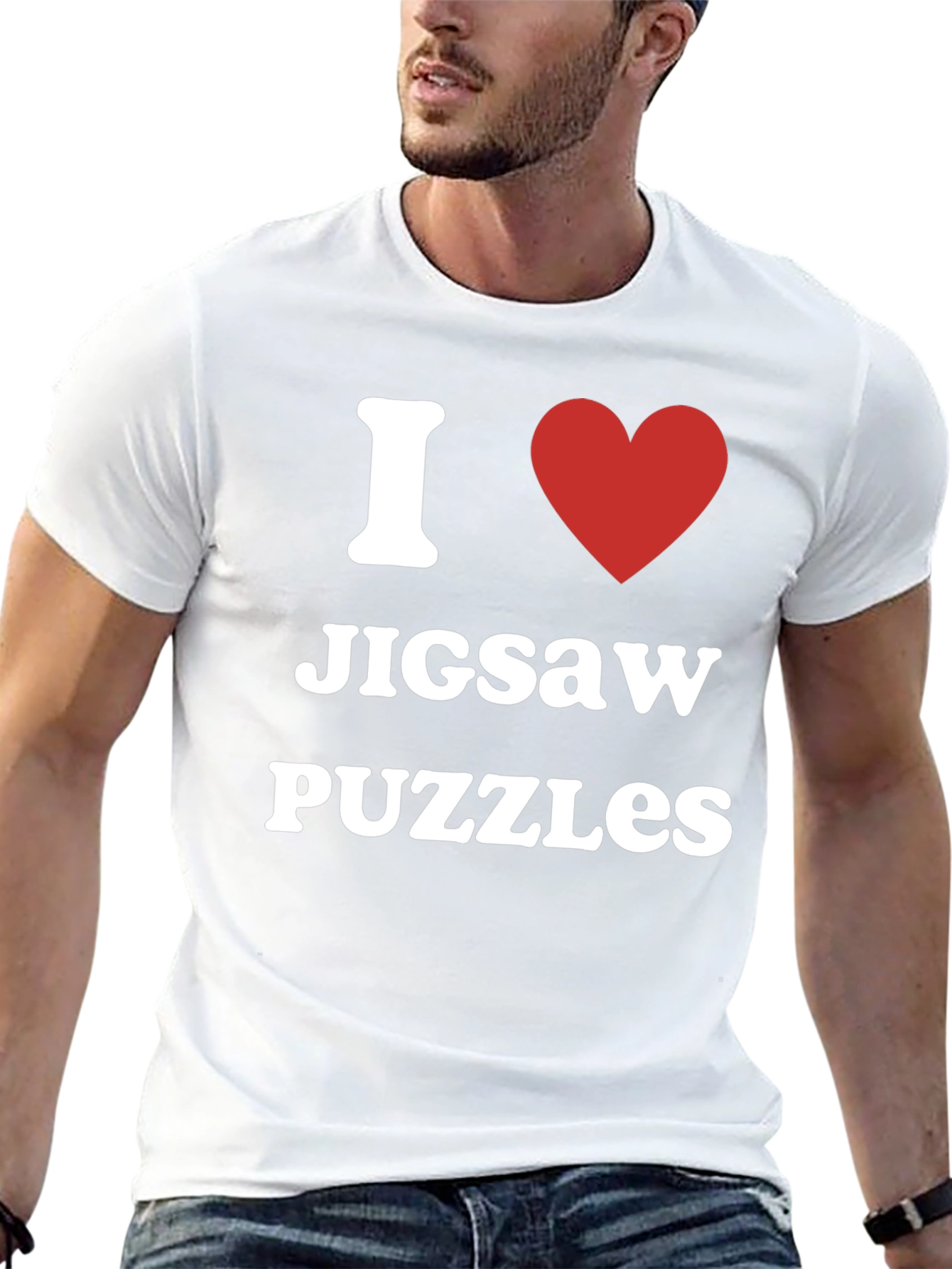 I Heart Jigsaw Puzzles T-Shirt - Black Cotton Tee