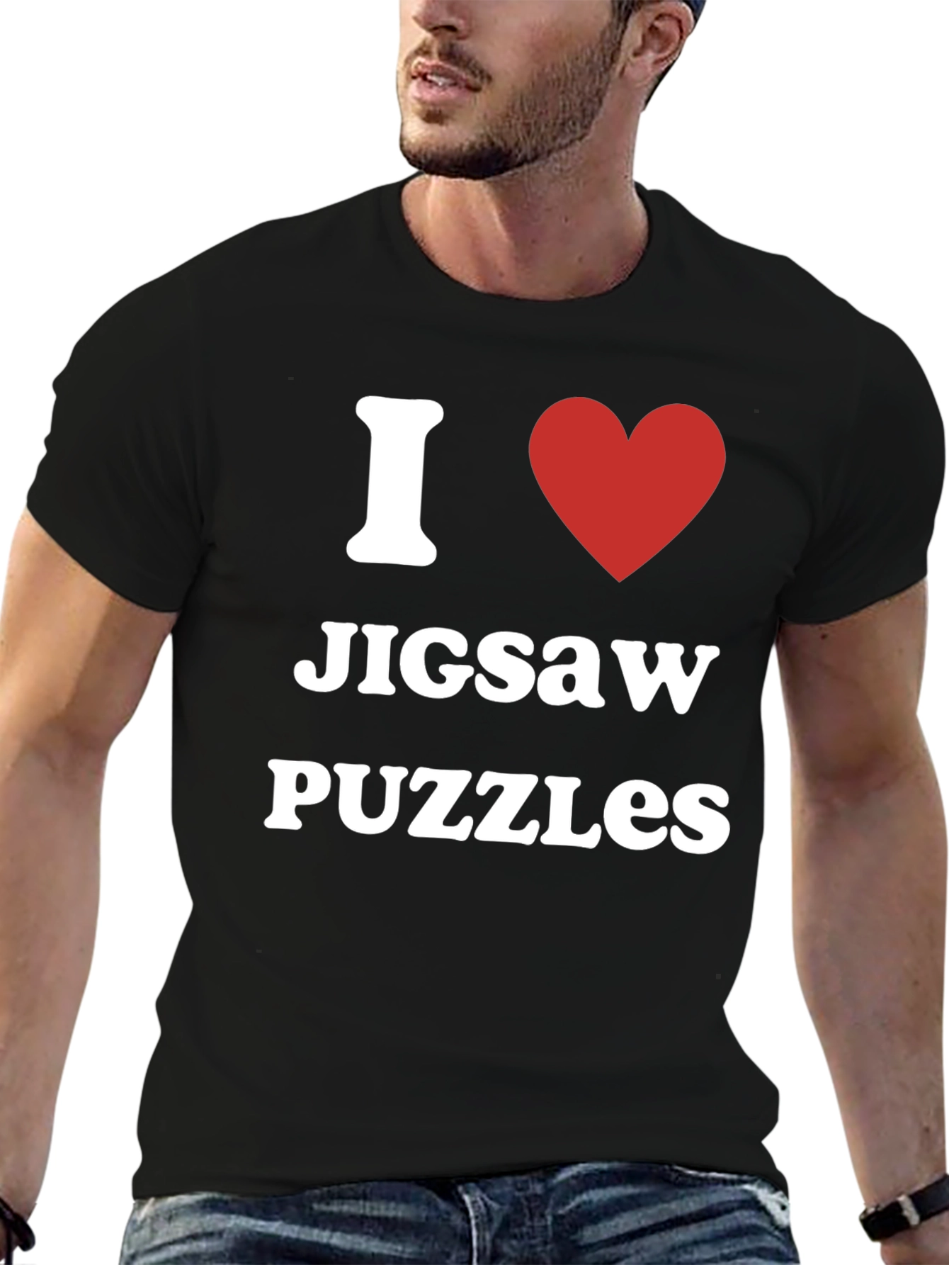 I Heart Jigsaw Puzzles T-Shirt - Black Cotton Tee