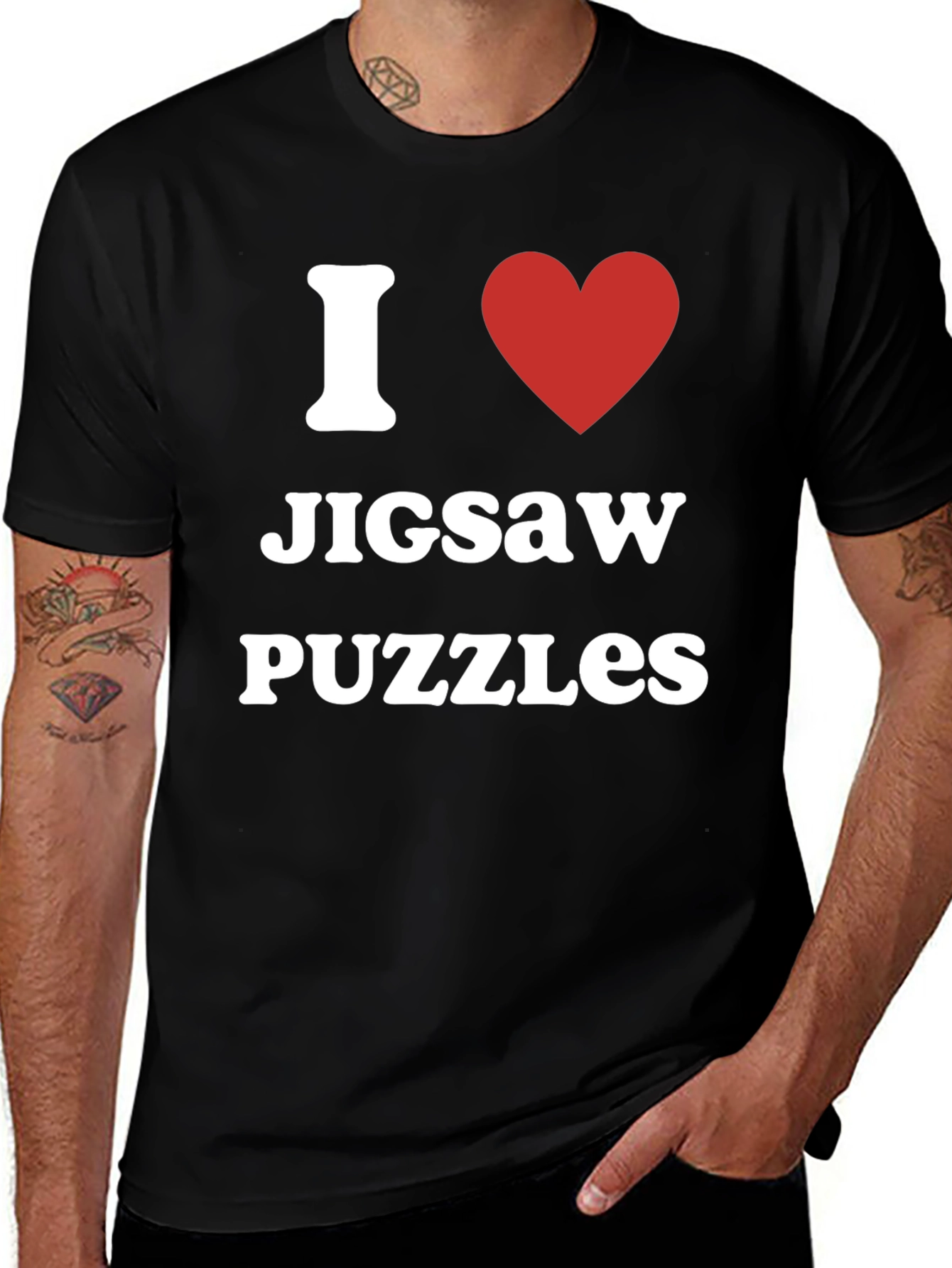 I Heart Jigsaw Puzzles T-Shirt - Black Cotton Tee