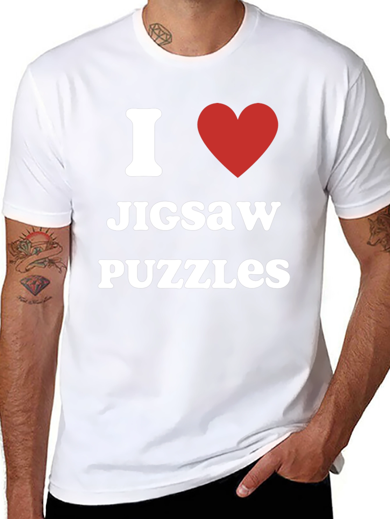 I Heart Jigsaw Puzzles T-Shirt - Black Cotton Tee