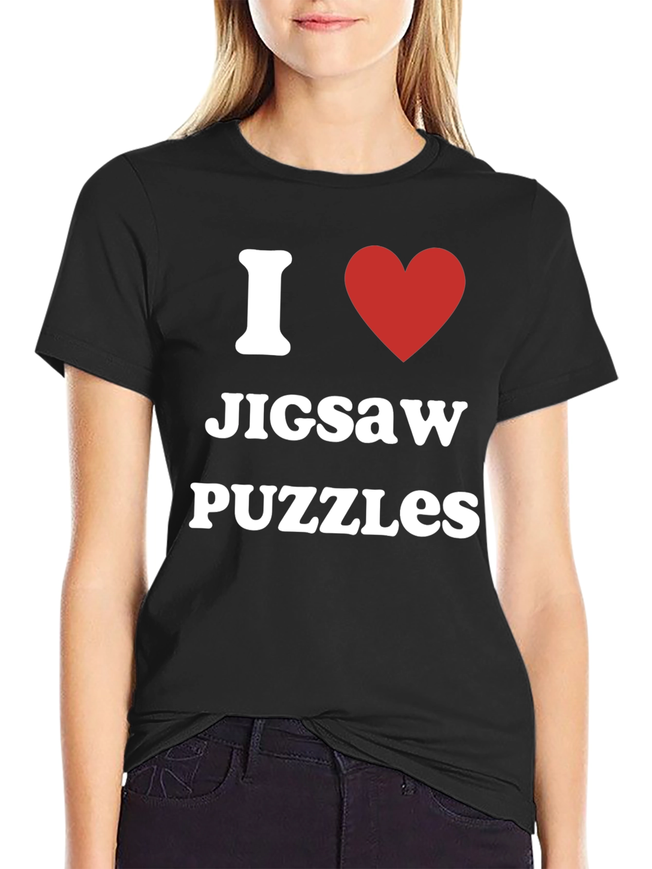 I Heart Jigsaw Puzzles T-Shirt - Black Cotton Tee