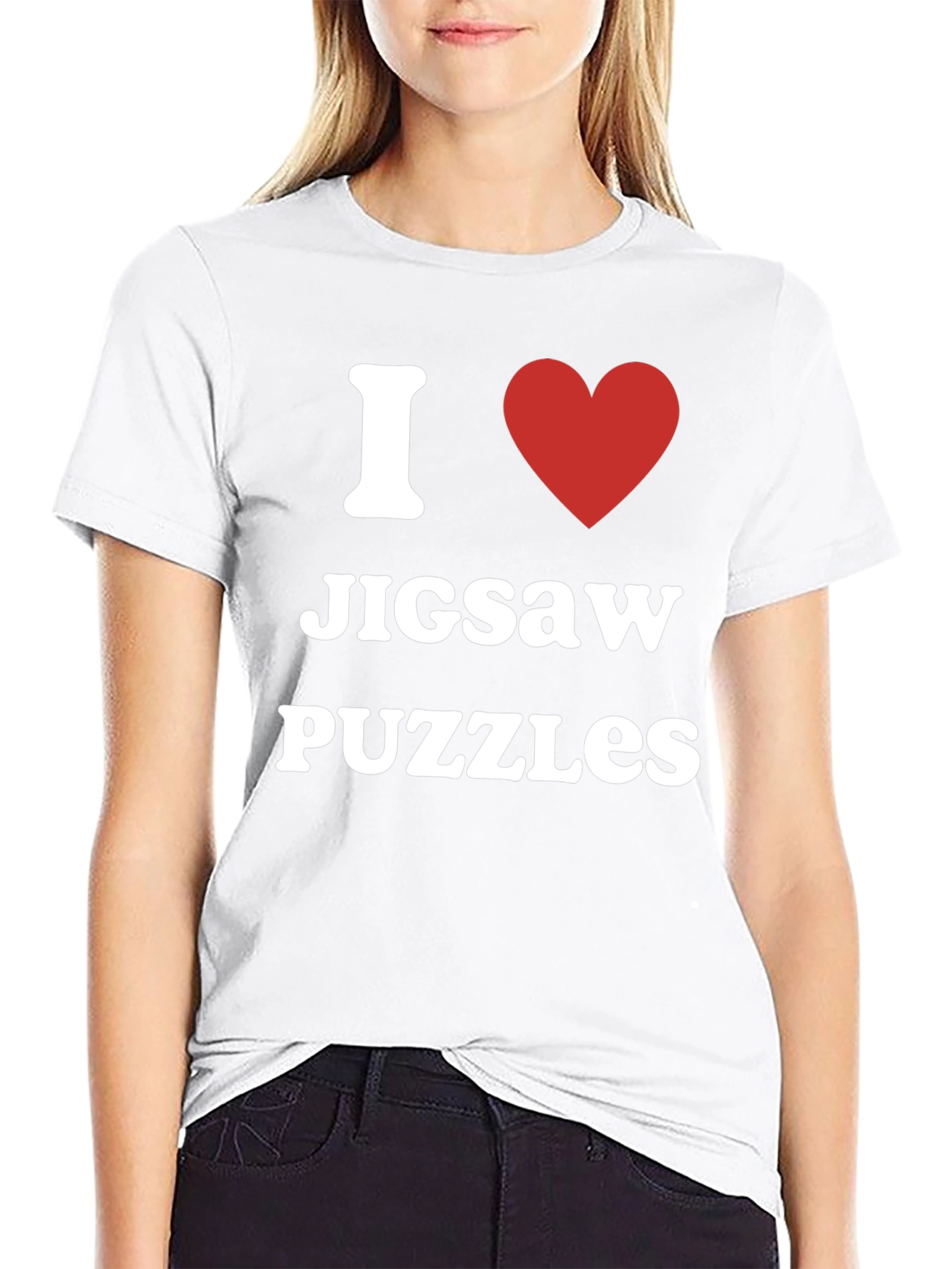 I Heart Jigsaw Puzzles T-Shirt - Black Cotton Tee