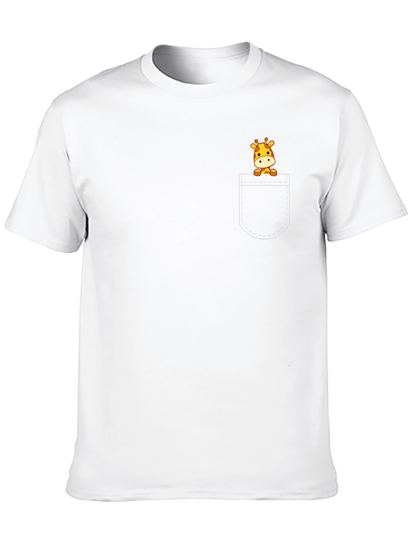Giraffe Pocket Tee - Cute Cartoon Animal Shirt