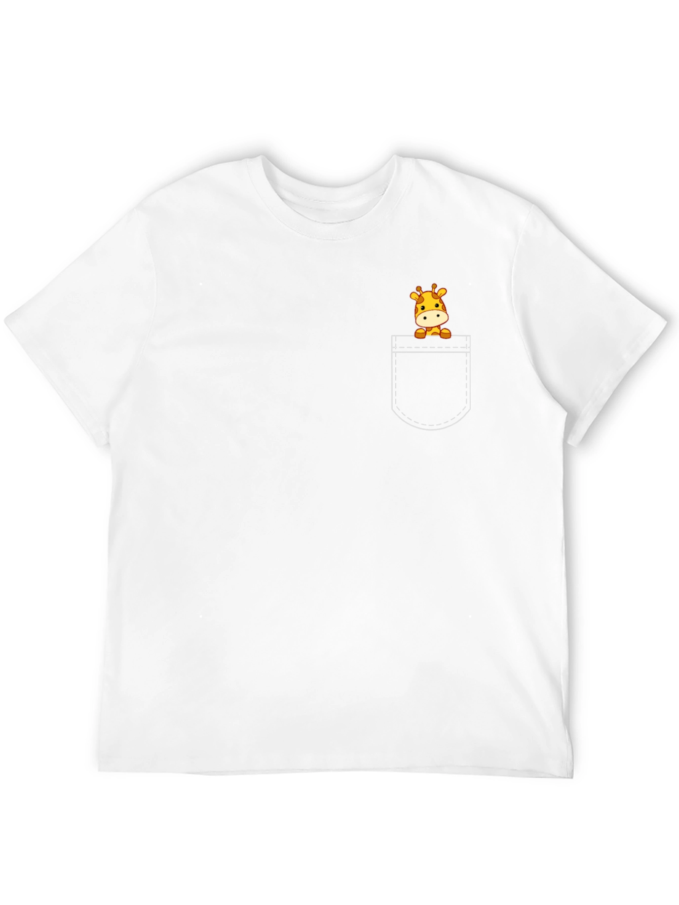 Giraffe Pocket Tee - Cute Cartoon Animal Shirt