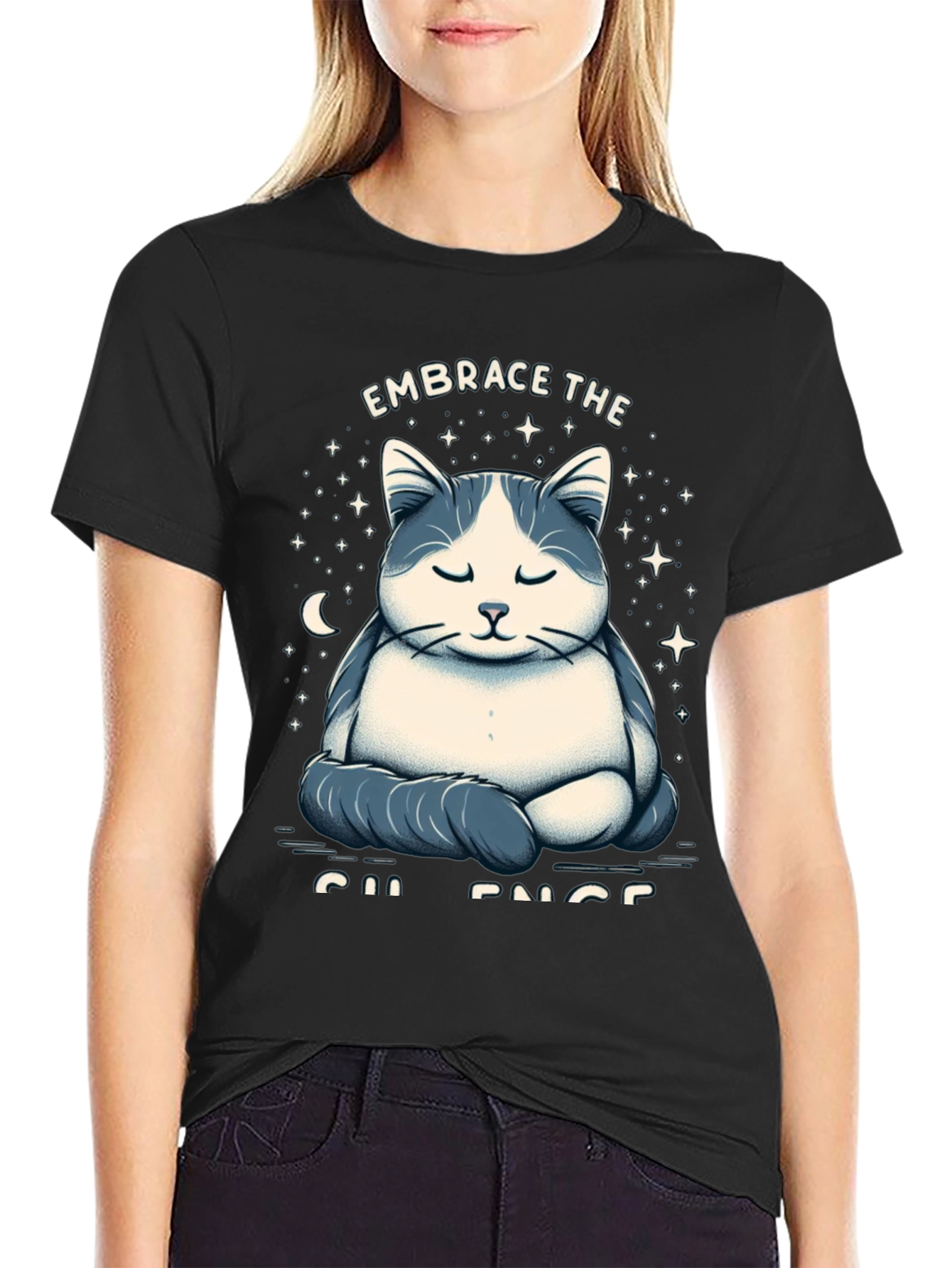 Zen Cat Meditation Graphic T-Shirt