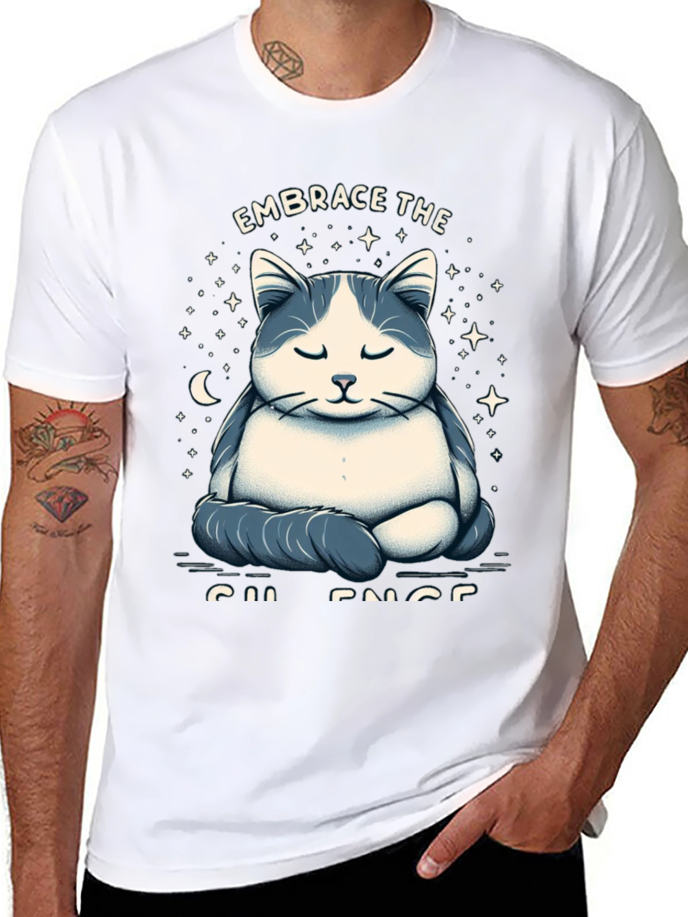 Zen Cat Meditation Graphic T-Shirt