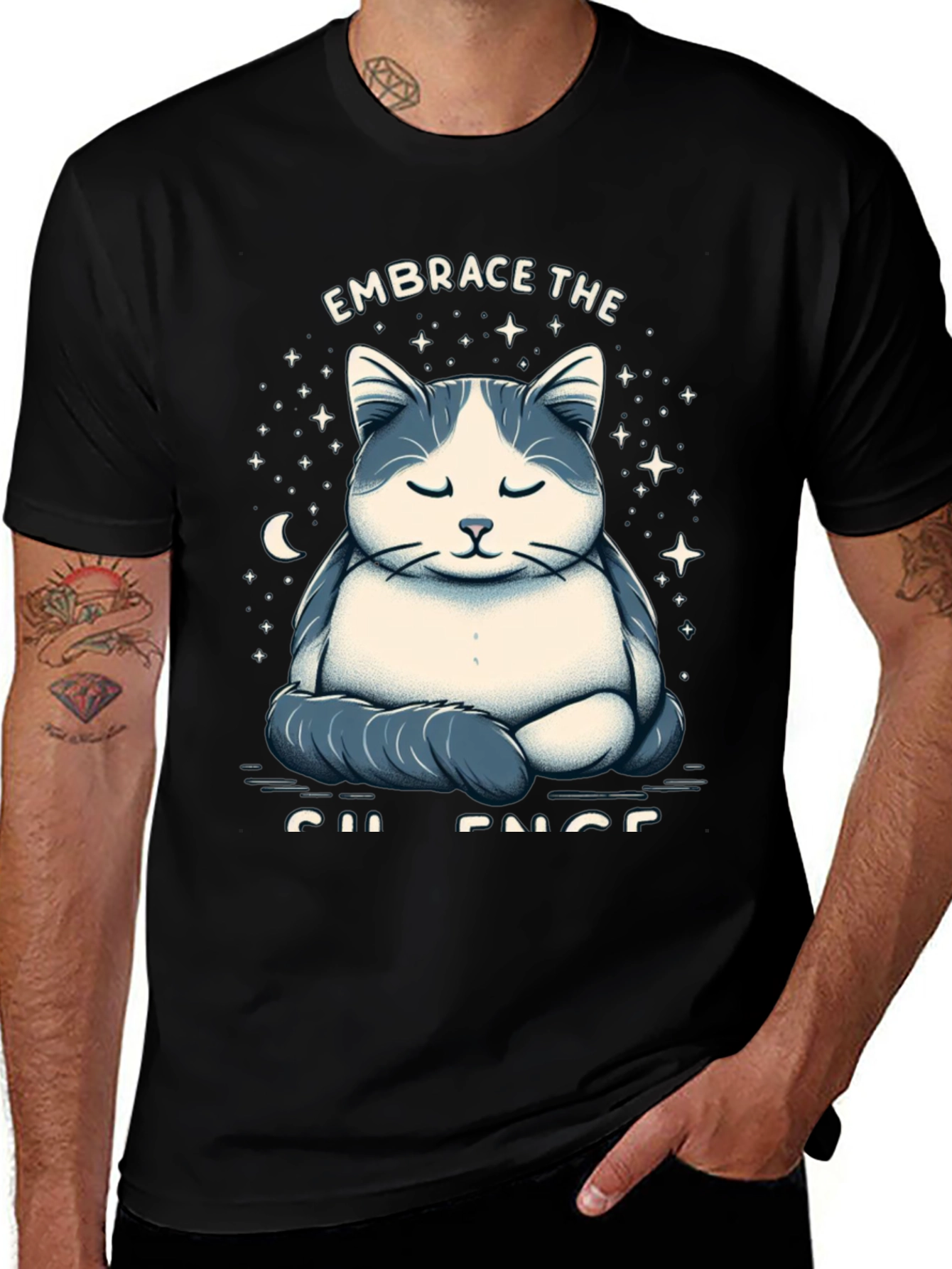 Zen Cat Meditation Graphic T-Shirt