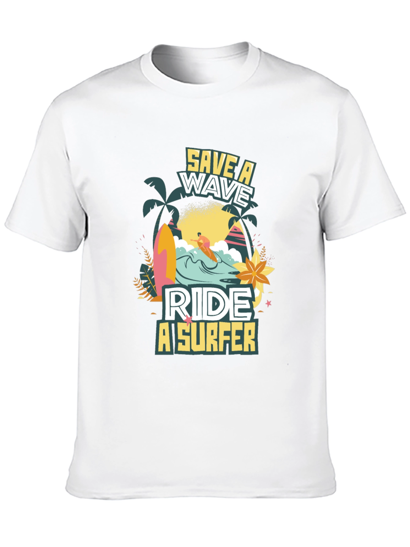 Save a Wave Ride a Surfer Black T-Shirt