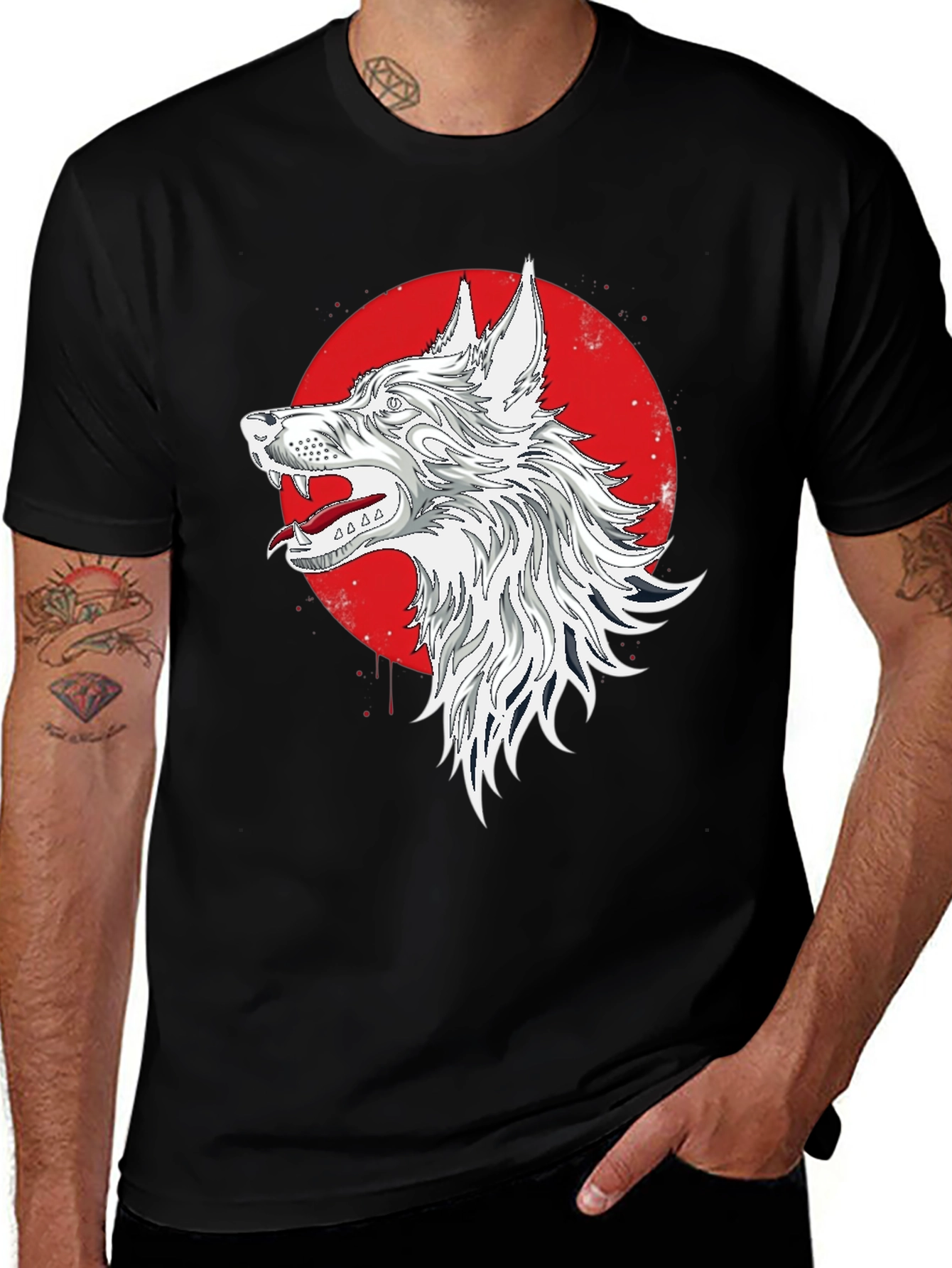 Wolf Graphic T-Shirt - Mens Black Tee