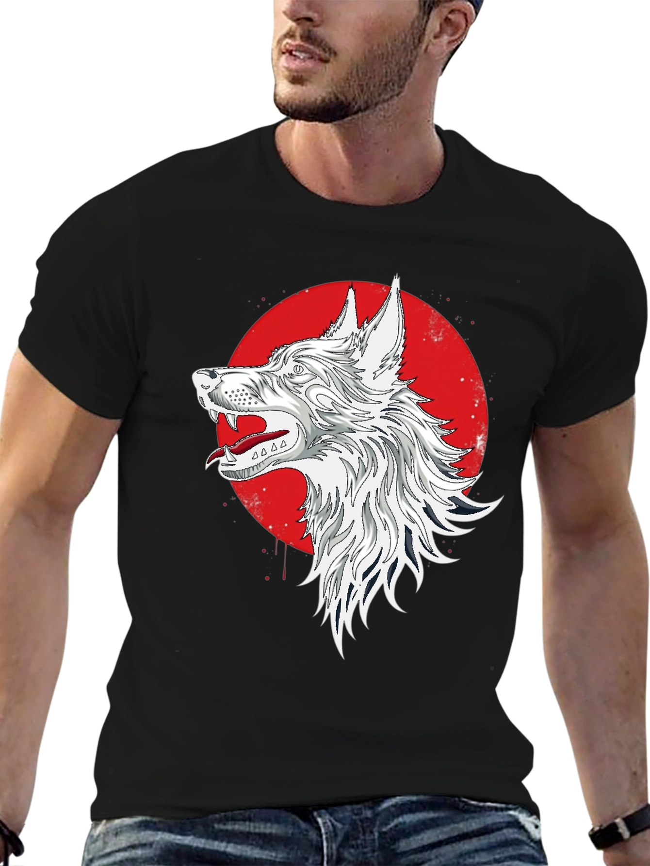 Wolf Graphic T-Shirt - Mens Black Tee
