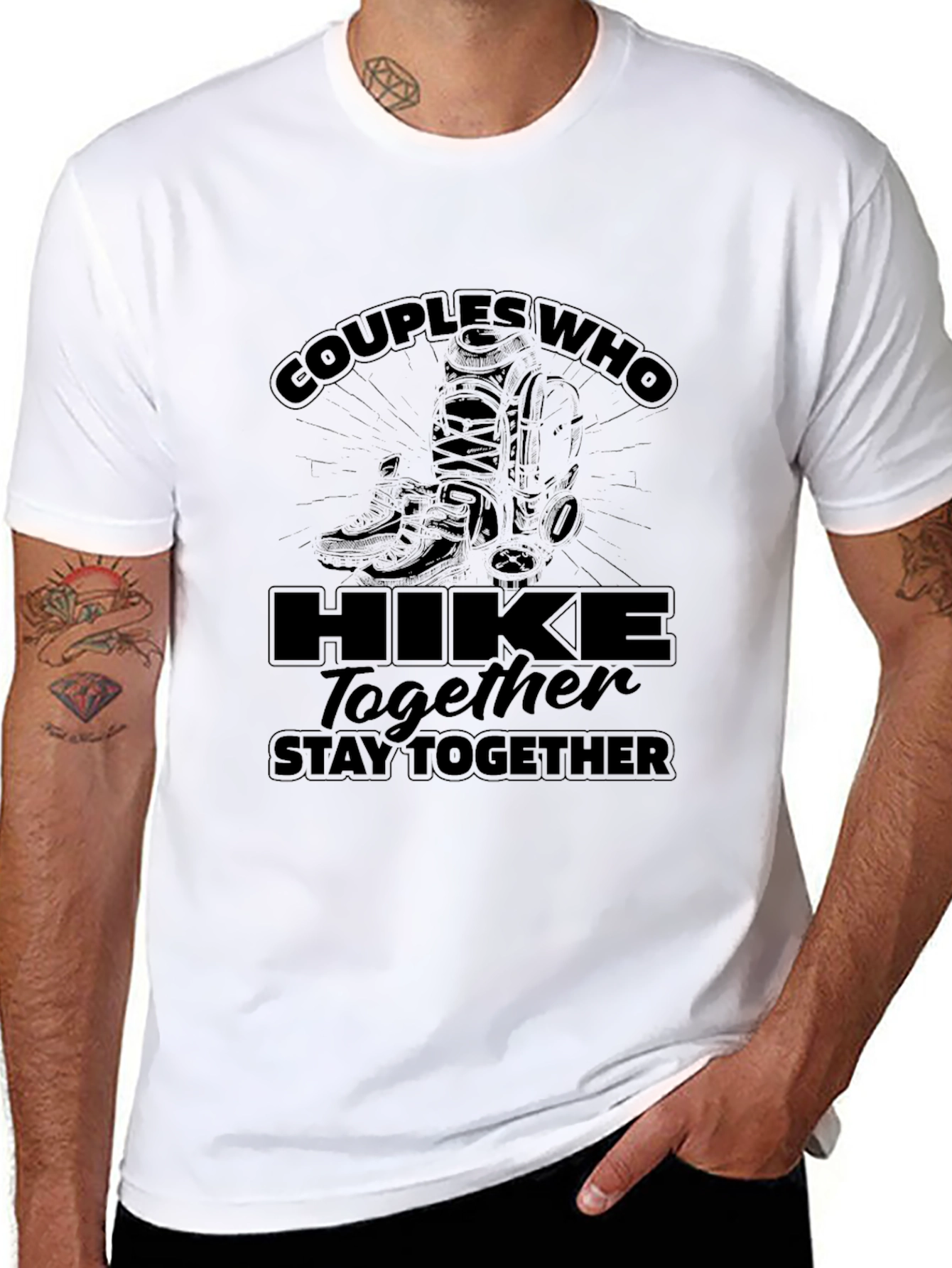 Couples Who Hike Together T-Shirt - Black Graphic Tee