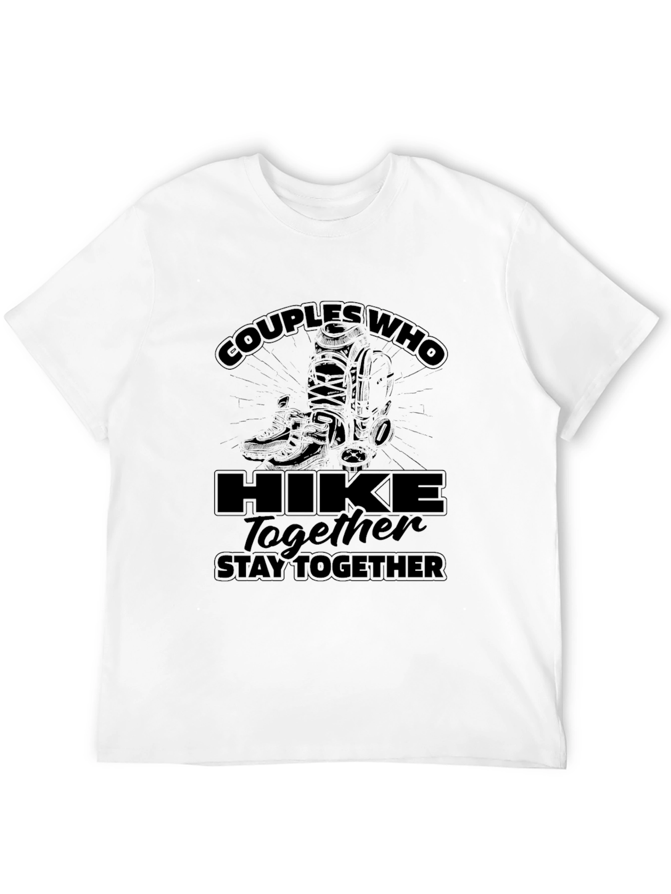 Couples Who Hike Together T-Shirt - Black Graphic Tee