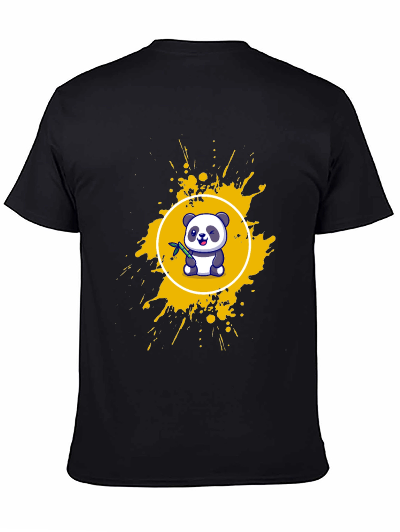 Panda Splash Graphic Tee - Black Cotton T-Shirt
