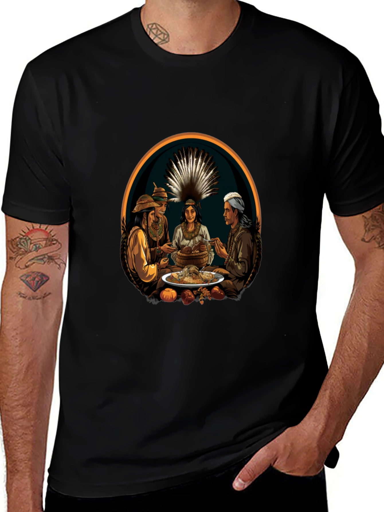 Native American Feast T-Shirt - Unique Graphic Tee
