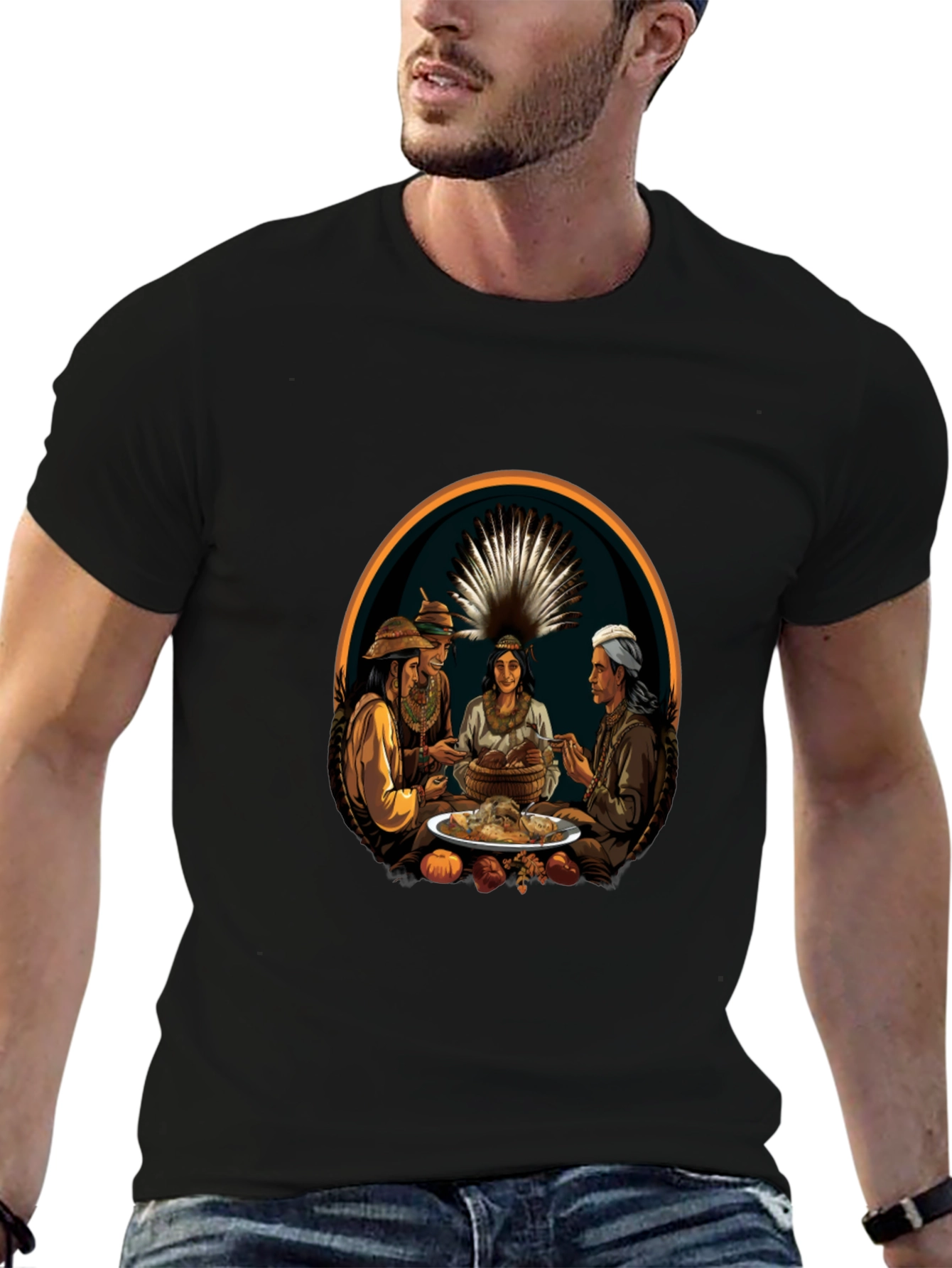 Native American Feast T-Shirt - Unique Graphic Tee