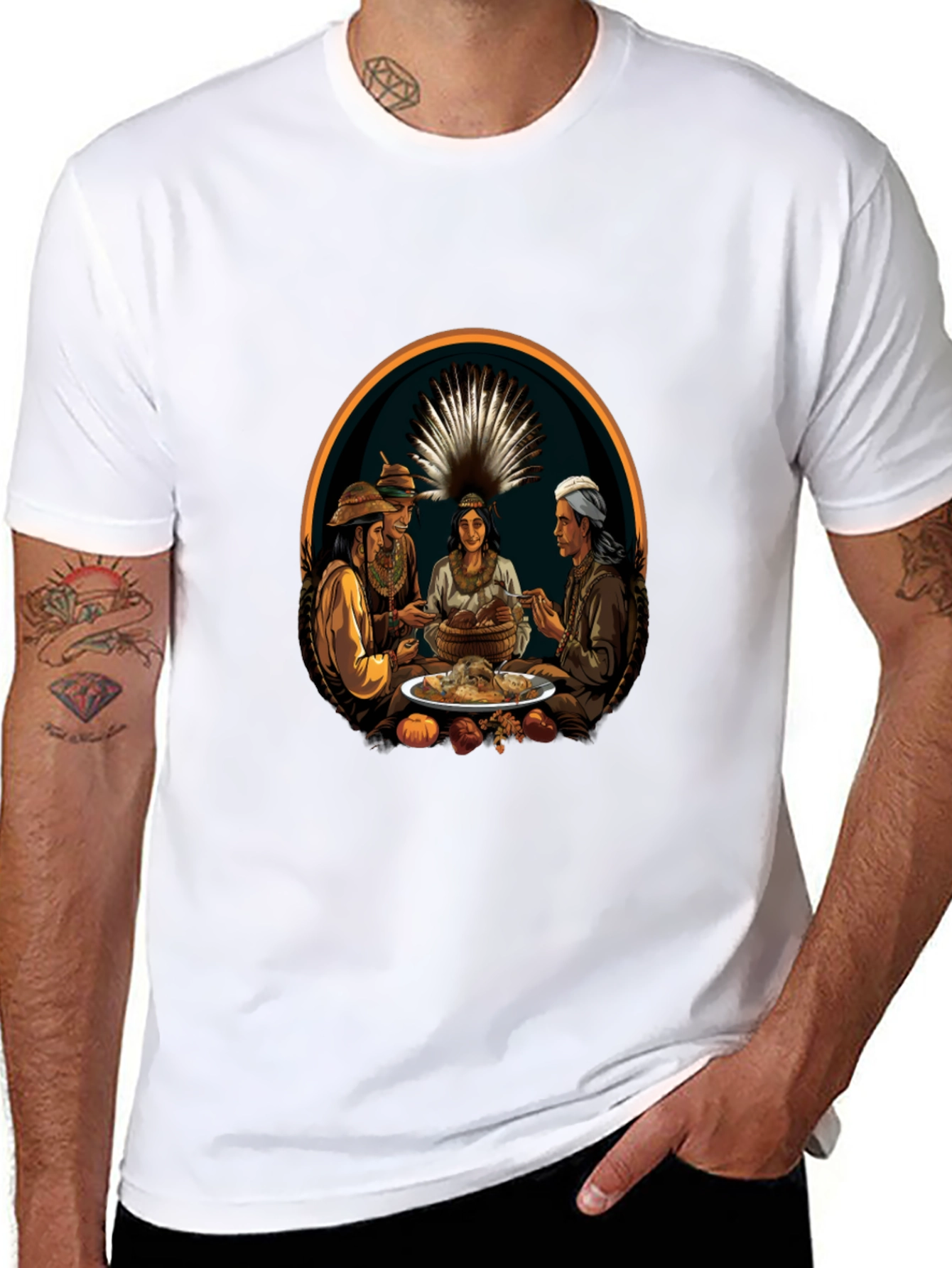 Native American Feast T-Shirt - Unique Graphic Tee