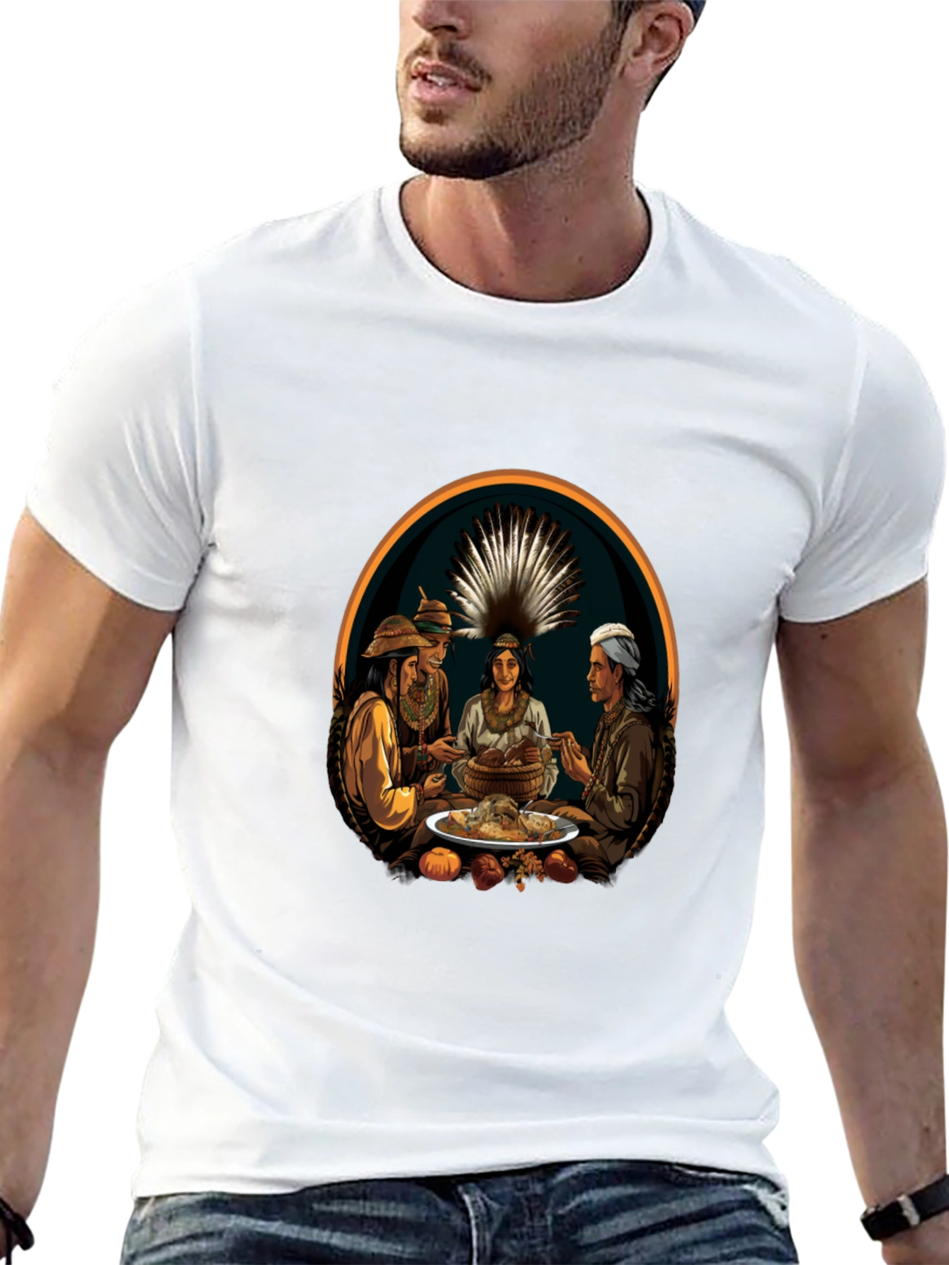 Native American Feast T-Shirt - Unique Graphic Tee