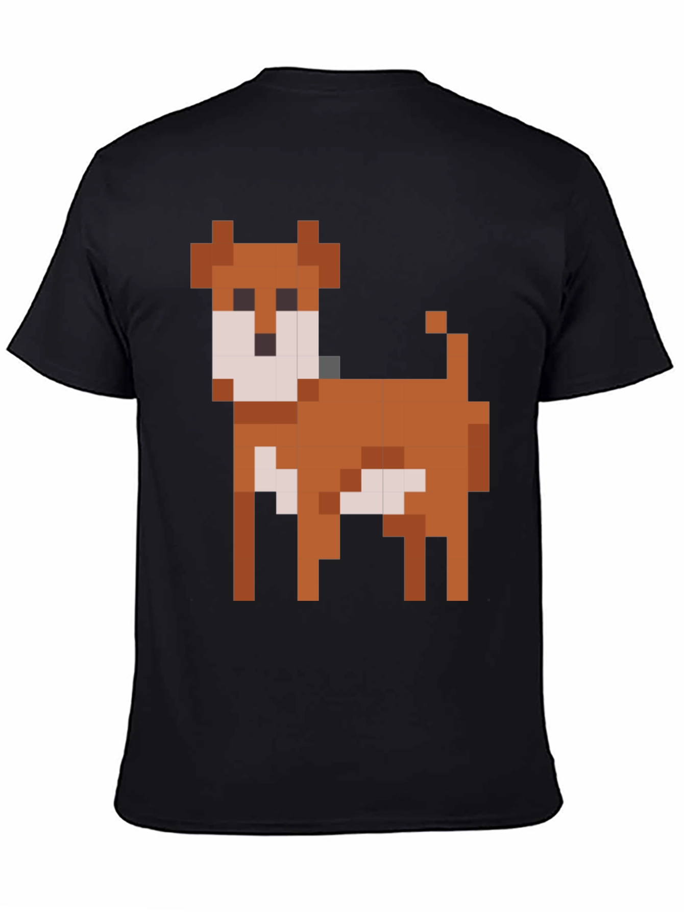 Pixel Dog Graphic T-Shirt - Black Cotton Blend