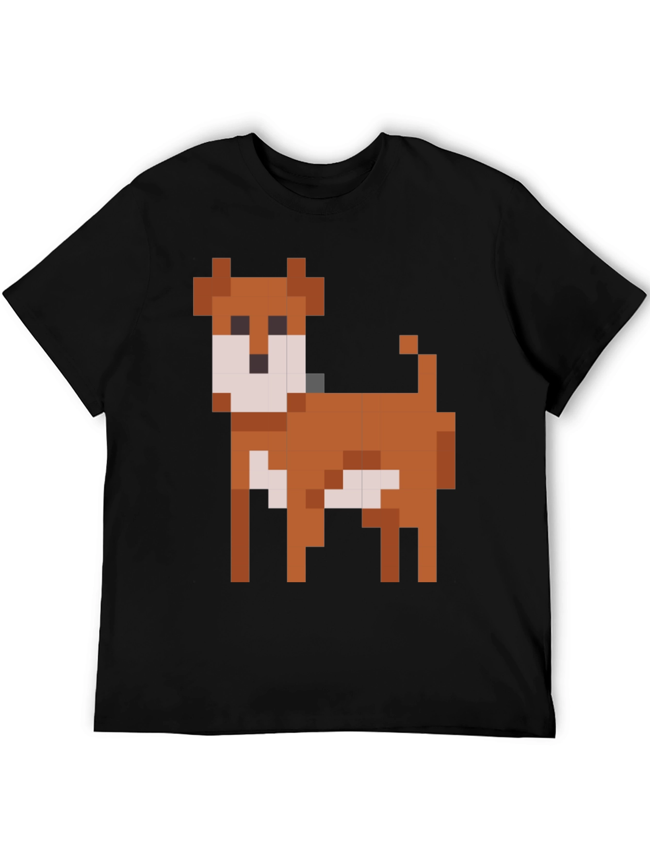 Pixel Dog Graphic T-Shirt - Black Cotton Blend
