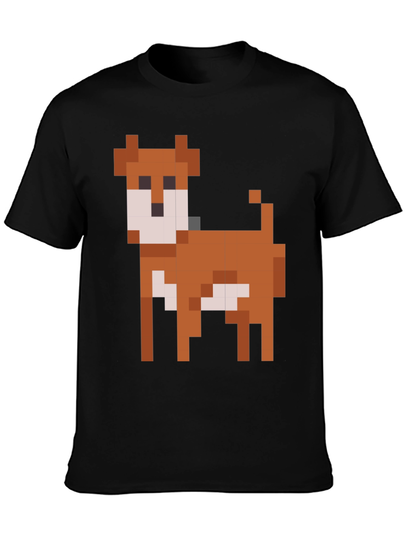 Pixel Dog Graphic T-Shirt - Black Cotton Blend