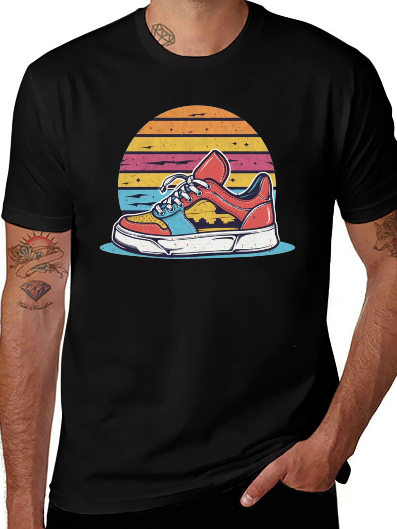 Retro Sneaker Graphic Tee - Black