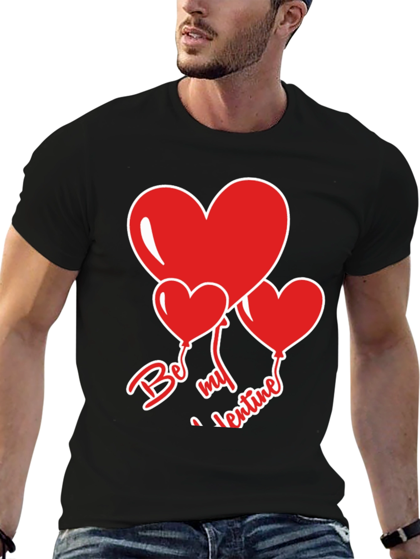 Be My Valentine Heart Balloons Black T-Shirt