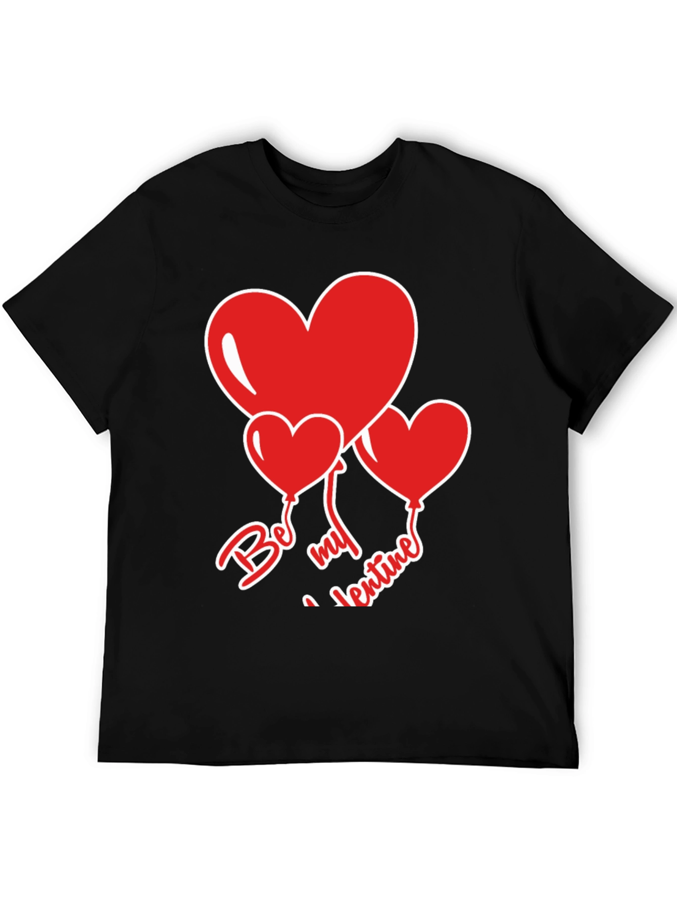 Be My Valentine Heart Balloons Black T-Shirt