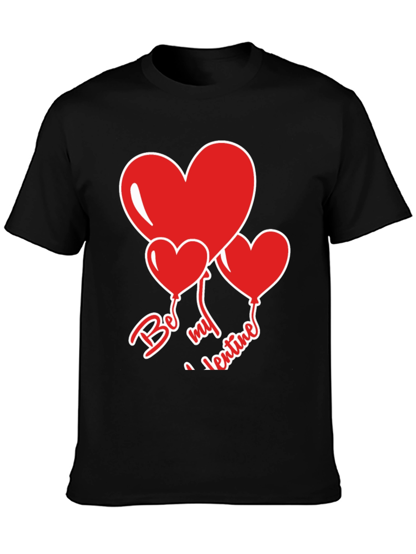 Be My Valentine Heart Balloons Black T-Shirt